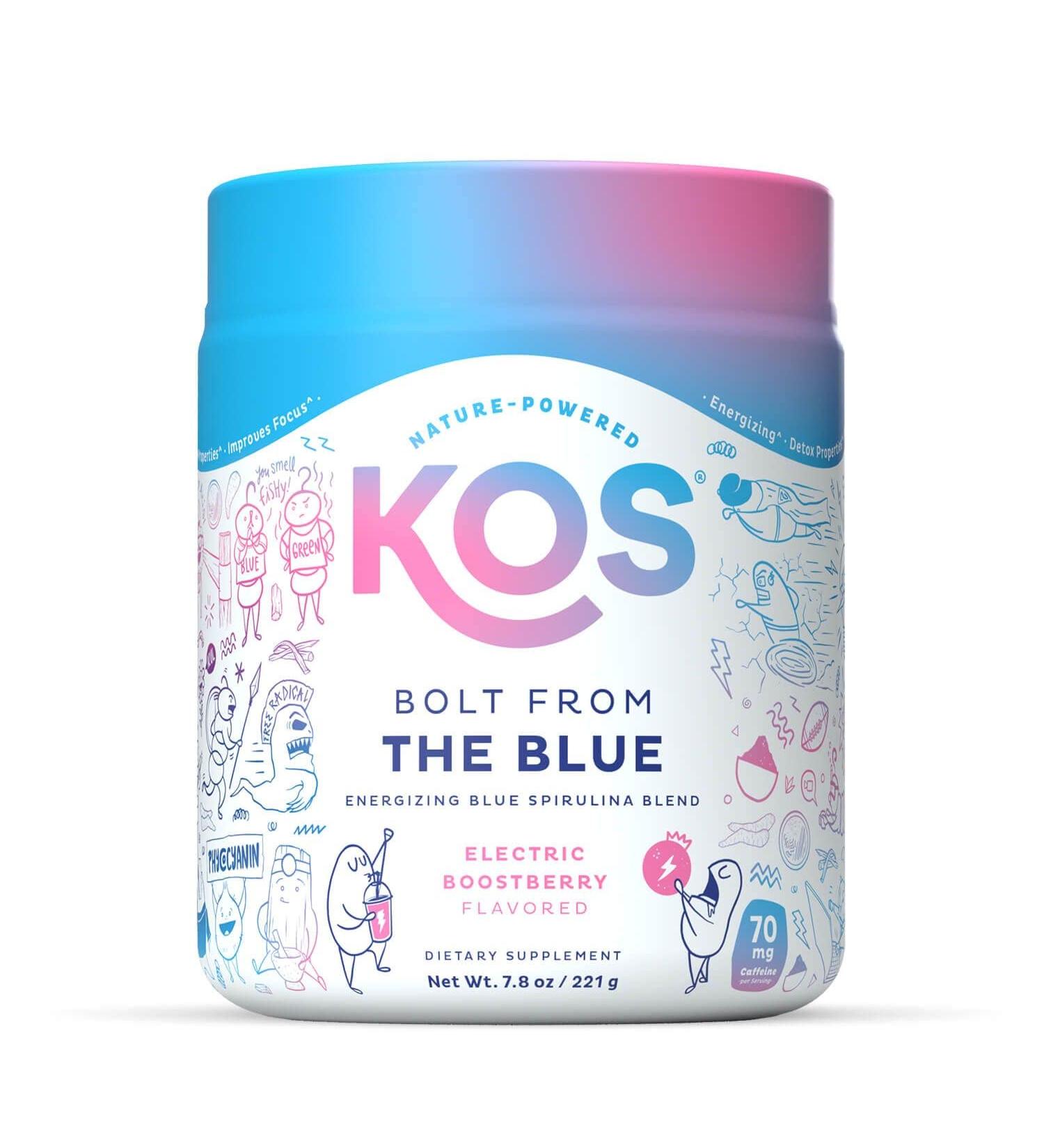 KOS Bolt from the Blue: Energizing Blue Spirulina Blend - Electric Boostberry Flavor | 8.36 oz - Buy Online on GoSupps.com