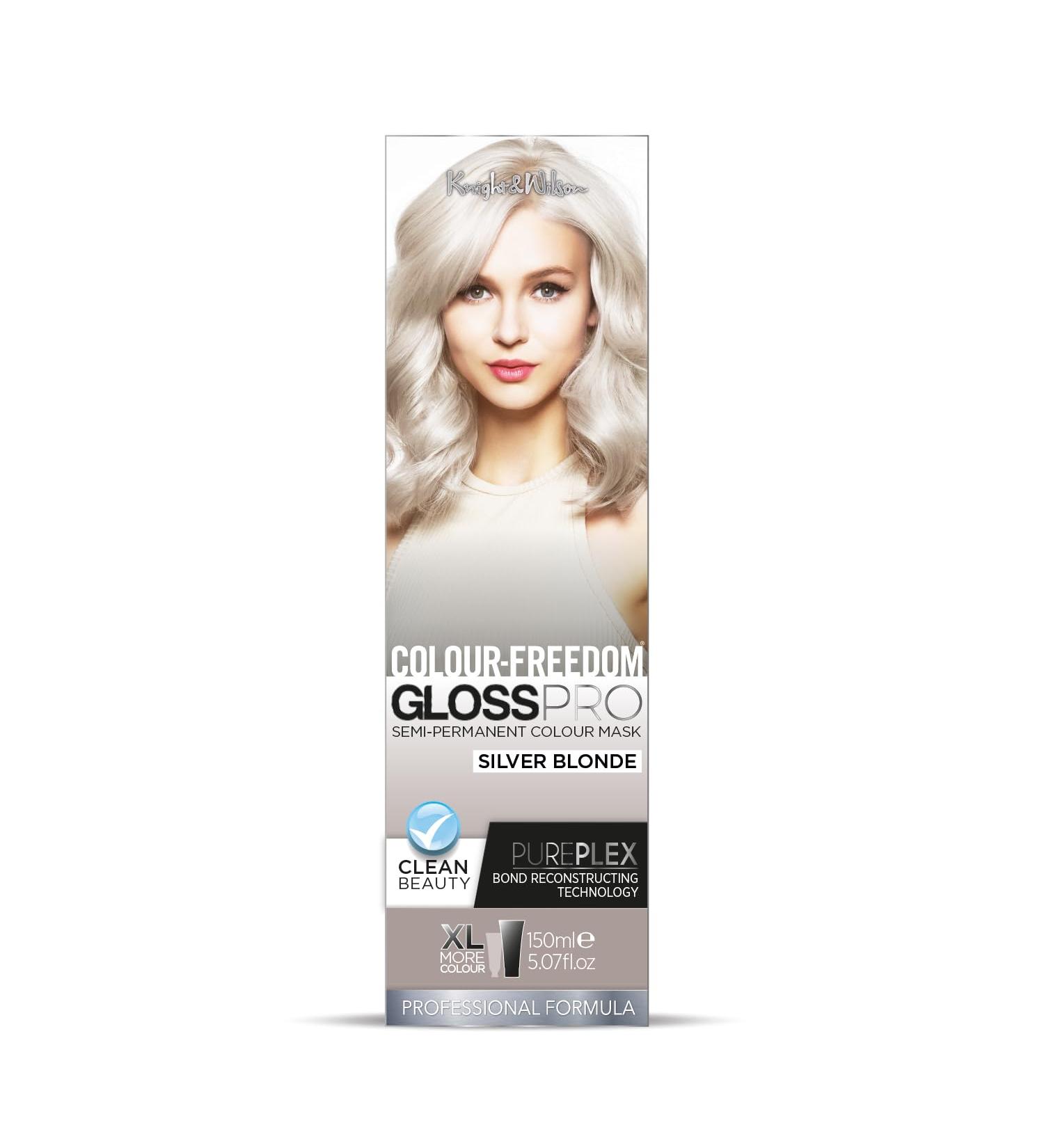Colour-Freedom Gloss Pro 150ml Silver Blonde Semi-Permanent Hair Colour - Ultra-Vibrant Vegan Colour Mask with PurePlex | Ammonia Free Colour Lasts Up To 6-10 Washes Silver Blonde 150 ml (Pack of 1) - Buy Online on GoSupps.com