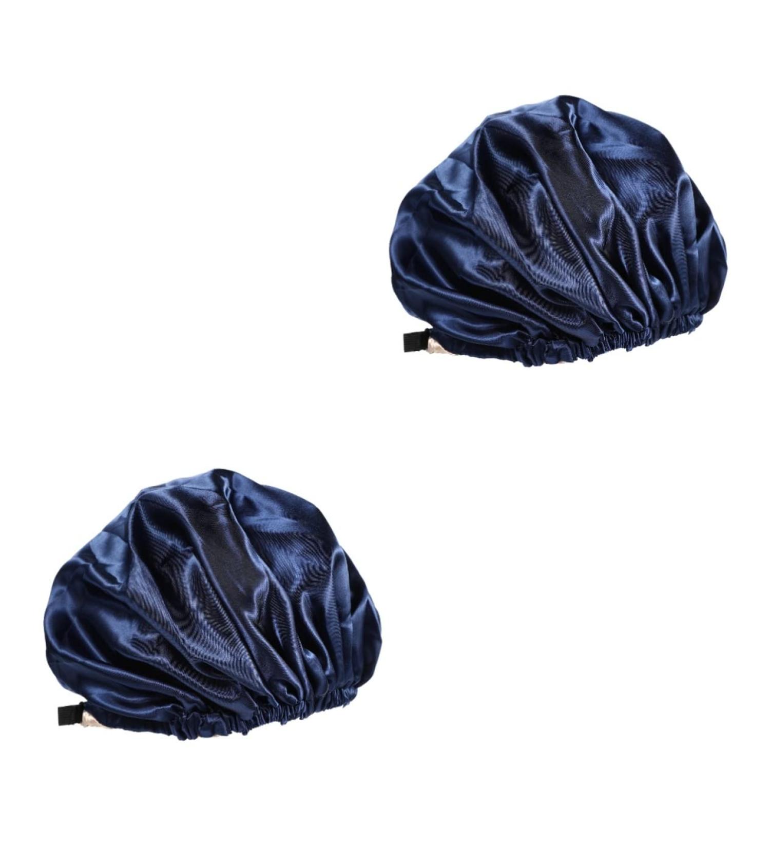 Adjustable Buckle Silk Night Cap Set - 2pcs Tibetan Green Women's Spa & Shower Bonnets - Buy Online on GoSupps.com