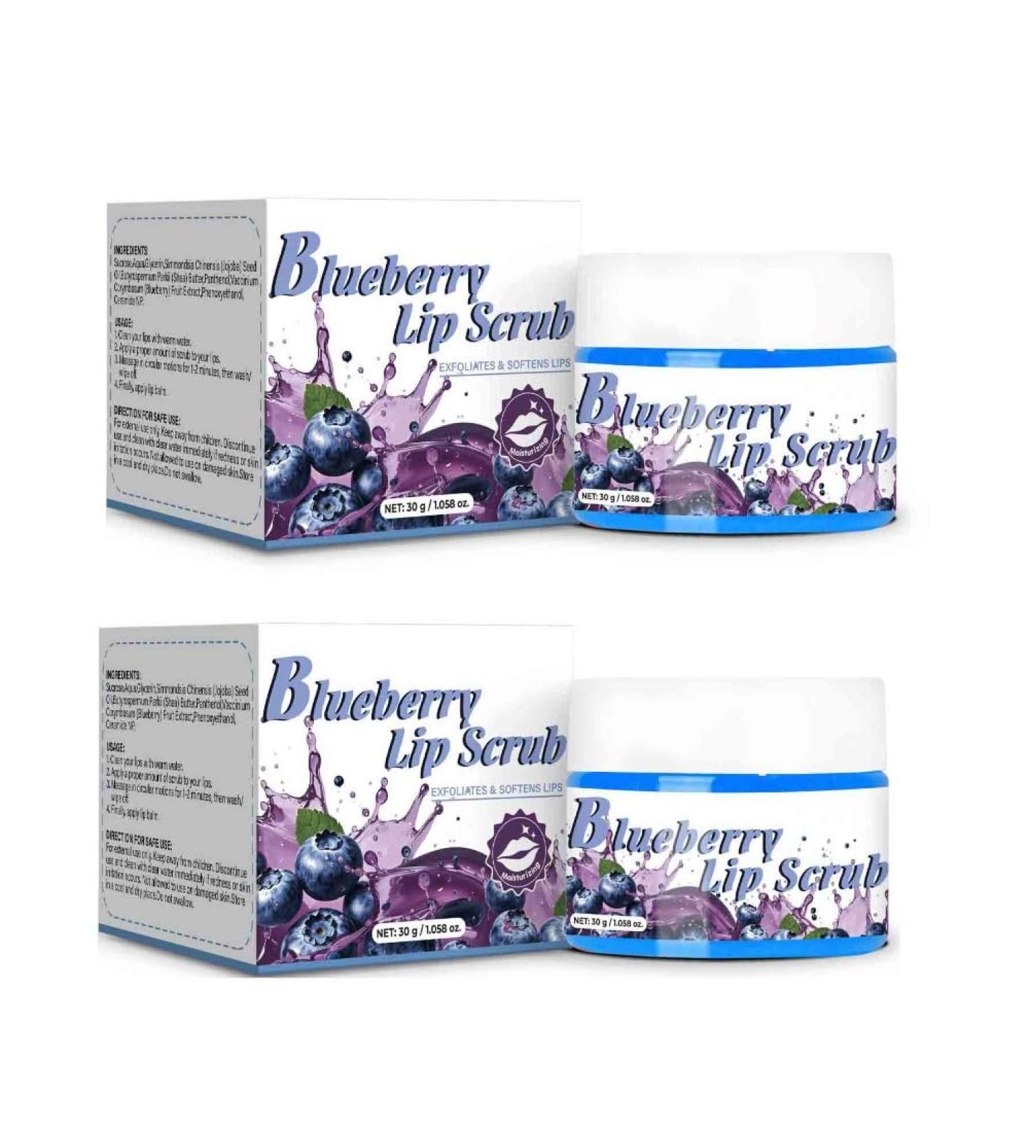 2PCS Lips Scrub Fruit Flavor Blueberry Lip Scrub Moisturizing Nourishing Exfoliating Dead Skin - Buy Online on GoSupps.com