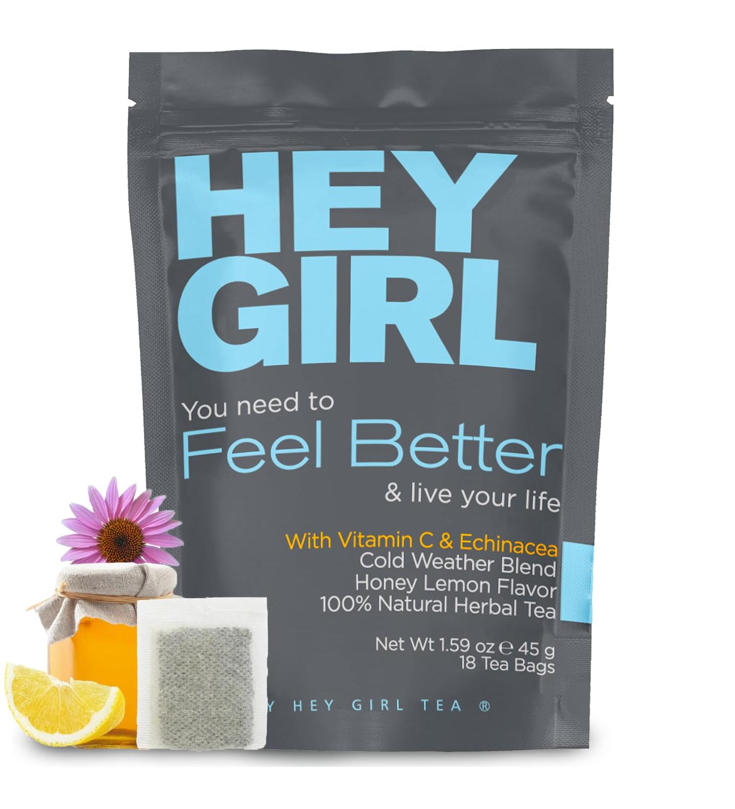 Feel Better Herbal Tea - Immune Support Immune Booster w/Echinacea Elderberry Vitamin C Ginseng Ginger - Thoughtful Gifts For Women - Buy Online on GoSupps.com
