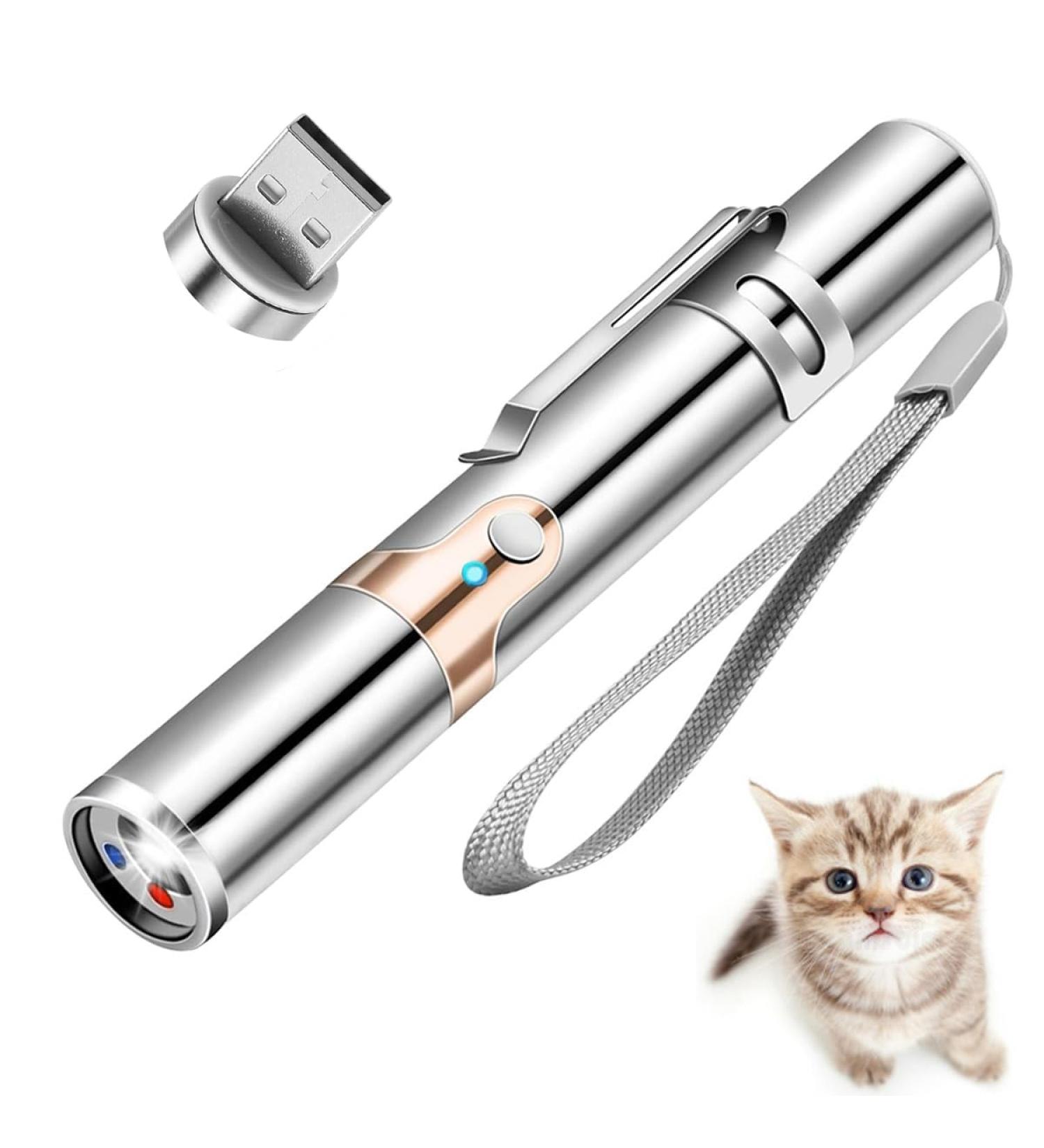 MAOMAOCON Cat Toys Interactive Toys for Cats Cat Dog Red Pointer Light Toy 7 in 1 LED Cat Light Pen USB Rechargeable Pet Scratching Practice Chase Training Tool - Buy Online on GoSupps.com