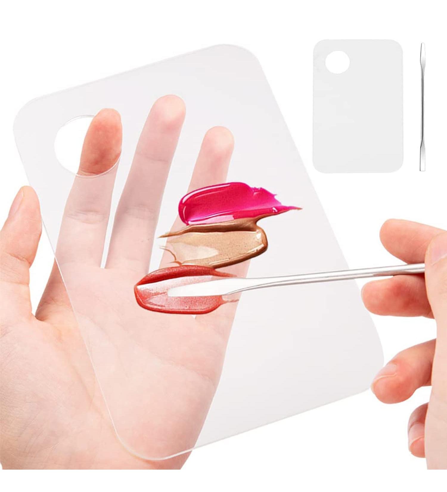 Drerio 2-Piece Clear Makeup Palette Set with Spatula | Portable Acrylic Mixing Tools for Eyeshadow & Lipstick - Buy Online on GoSupps.com