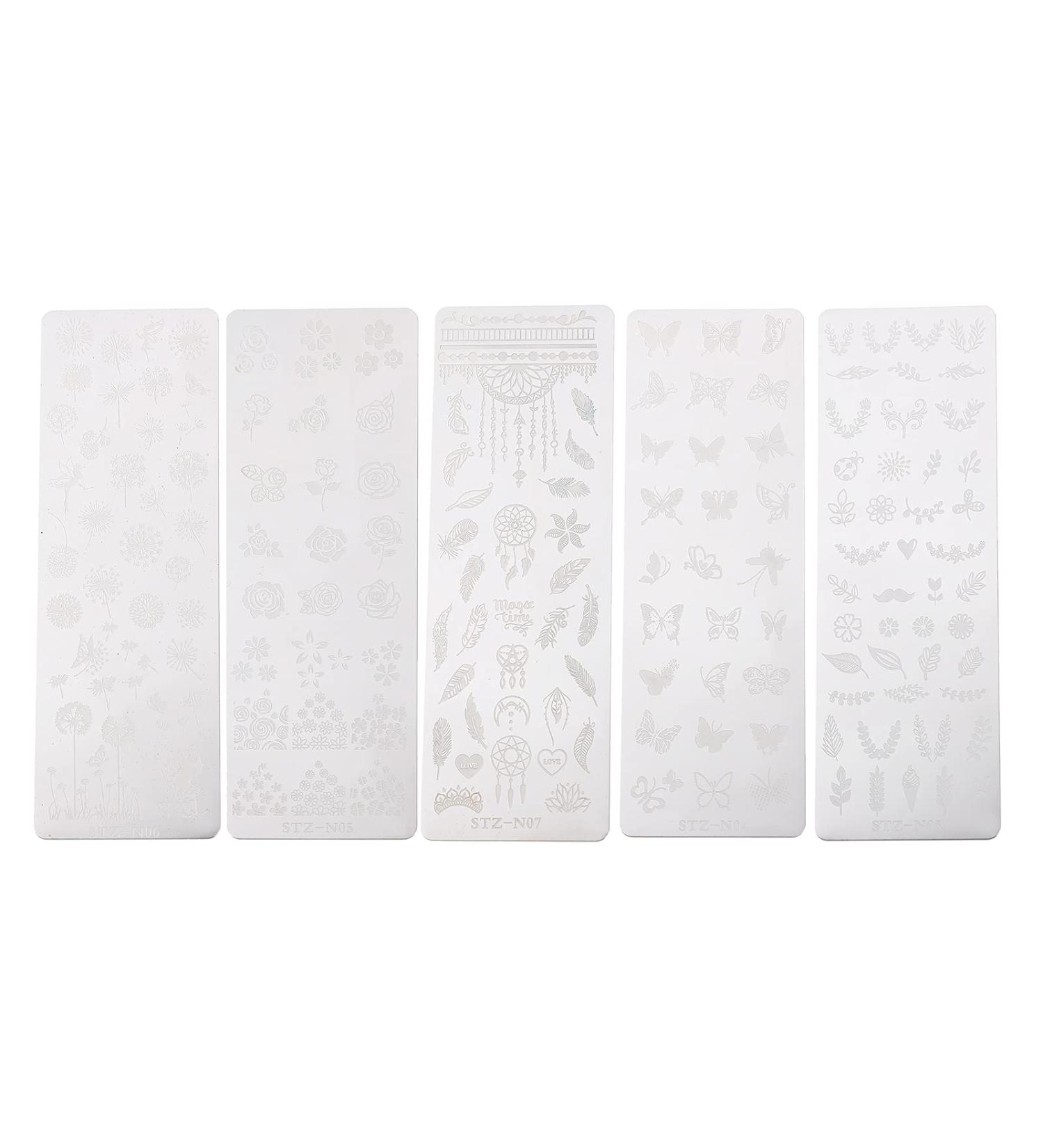 Shop Lurrose 5pcs Nail Art Stithers & Stencils - Creative Nail Stamp Plates & Template Set - International Shipping Available - Buy Online on GoSupps.com