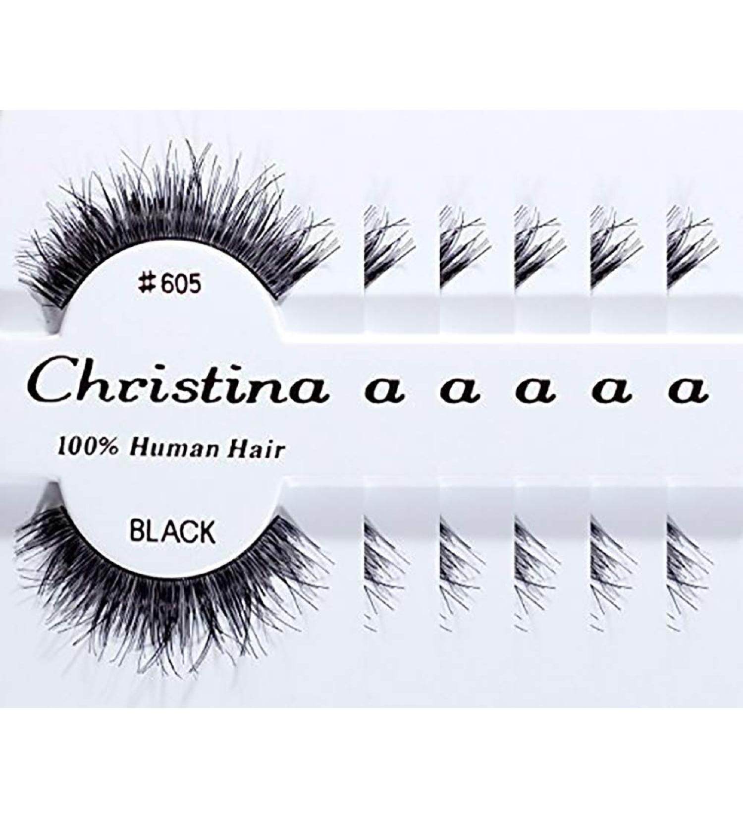 Christina 100% Human Hair False Eyelashes (605-6 Pack)