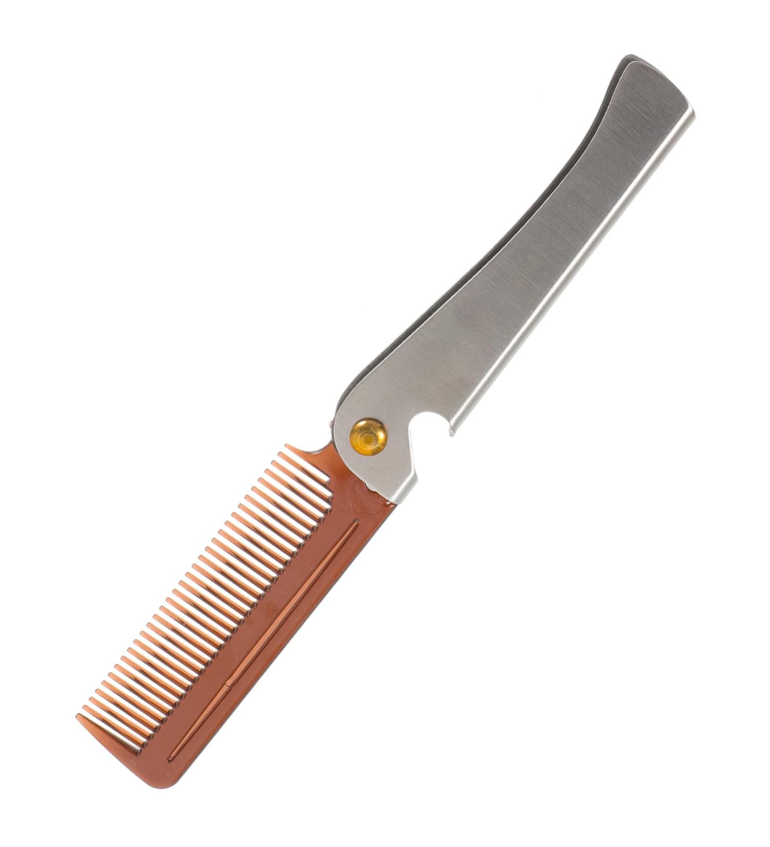Fomiyes Foldable Travel Beards & Mustache Comb with Bottle Opener - Stainless Steel Portable Hair Cutting Brush - Buy Online on GoSupps.com