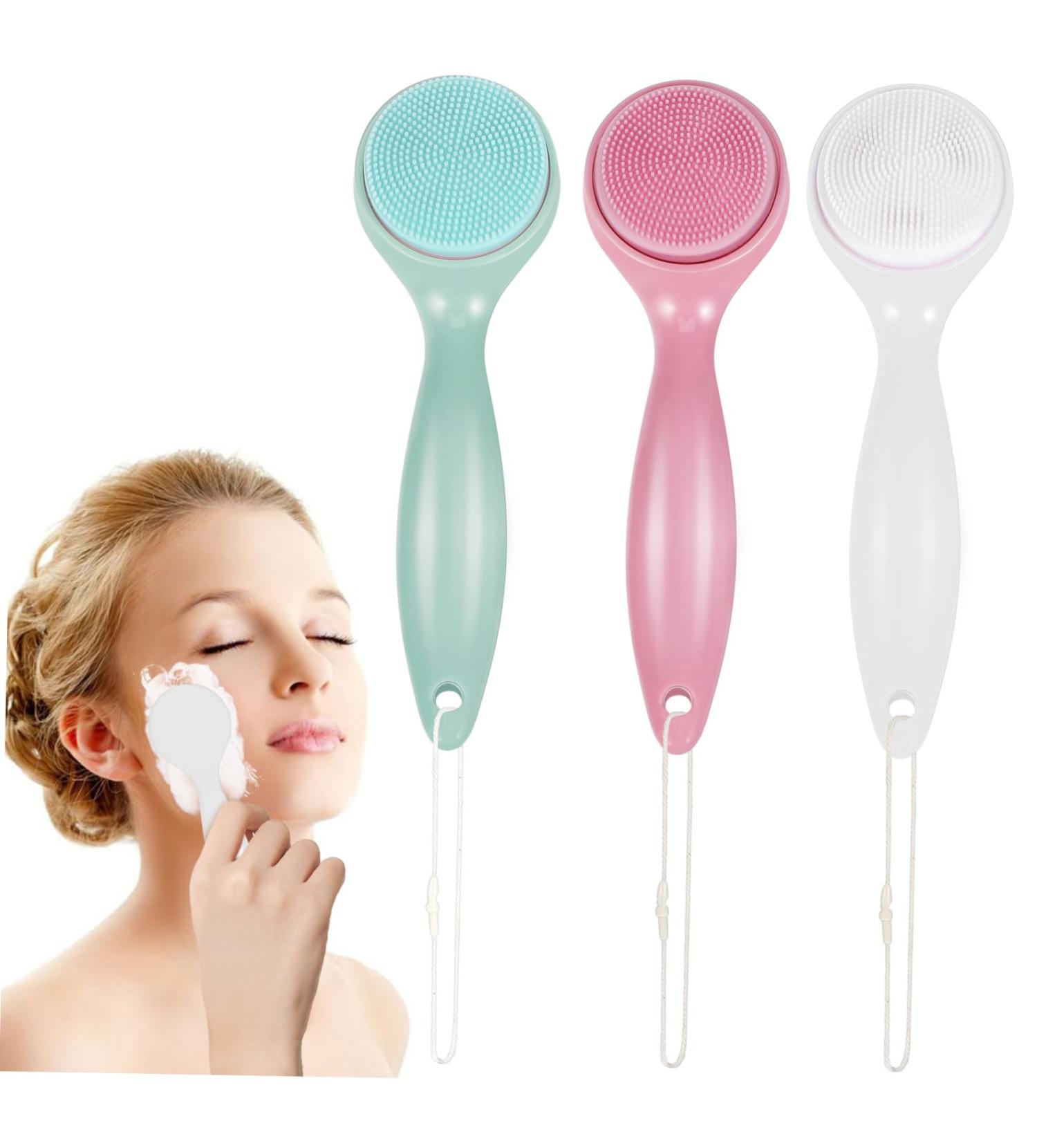 FRCOLOR Silicone Facial Brush Set - 3pcs Cleansing Scrubber & Massage Tools for Radiant Skin Care - Buy Online on GoSupps.com
