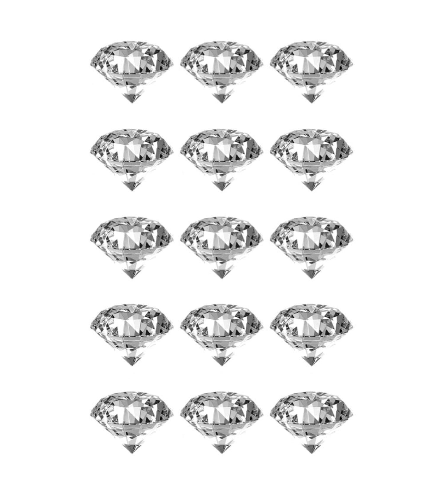 15 x Crystal Diamond Edible Wafer or Icing Cupcake Toppers Fun Xmas Party Cake Decorations (Edible Wafer Card)