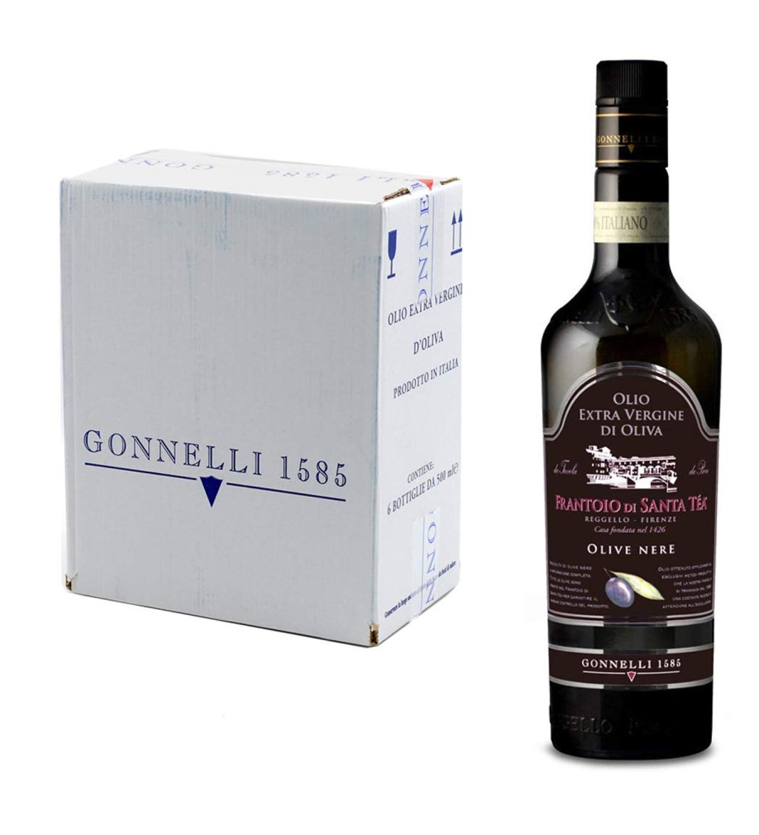  Gonnelli - Frantoio Santa T a Harvested Extra Virgin Olive Oil with Black Olives 500 ml x 6 - Buy Online on GoSupps.com