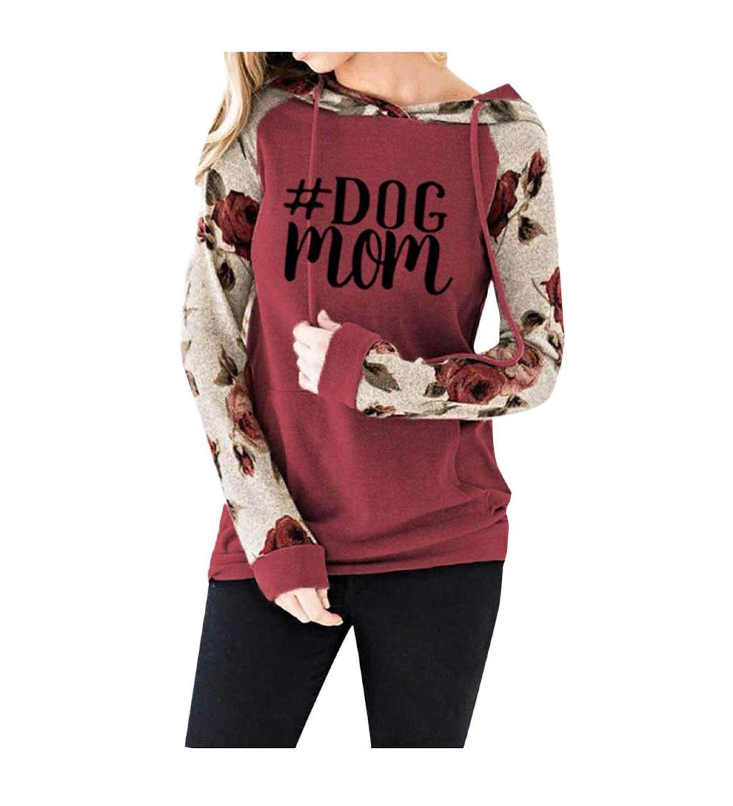 Bigfanshu Womans Tops Sweatshirt Floral Long Sleeve Casual Hoodies Pullover Pockets Red Large - Buy Online on GoSupps.com