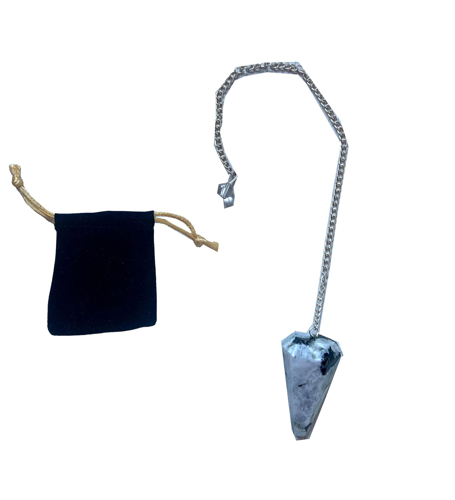 Shop Rainbow Moonstone Crystal Pendulum - Hexagonal Vintage Wishing Rod for Chakra & Reiki Meditation - Buy Online on GoSupps.com