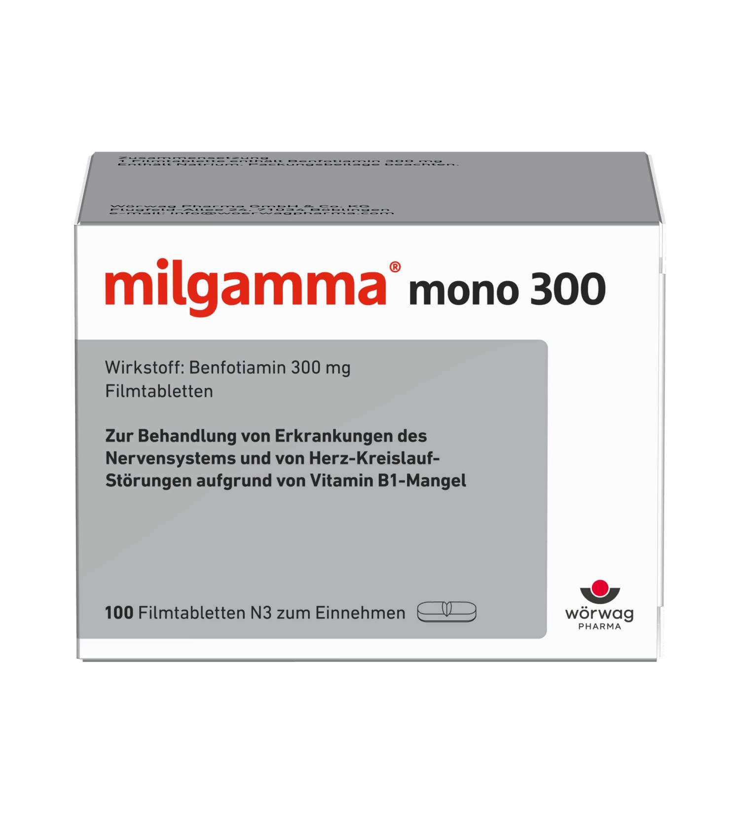 Buy Milgamma Mono 300 Benfotiamin Tablets - 100 Pieces for Neuropathy & Cardiovascular Support | International Shipping - Buy Online on GoSupps.com