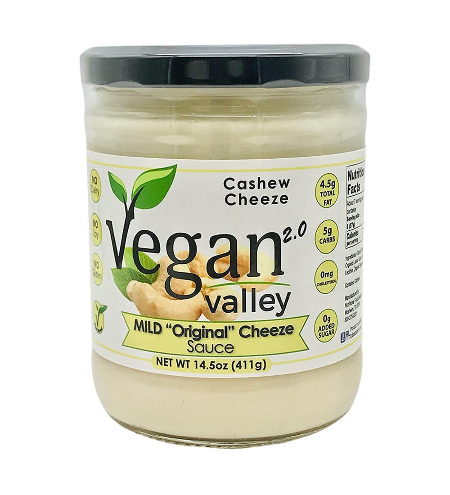 VEGAN VALLEY Mild Cashew Cheeze Sauce 14.5 oz - Tangy Vegan Nacho Cheeze - Gluten-Free Dairy-Free Non-GMO Plant Based - Perfect Vegan Pasta Sauce & Dip - Buy Online on GoSupps.com