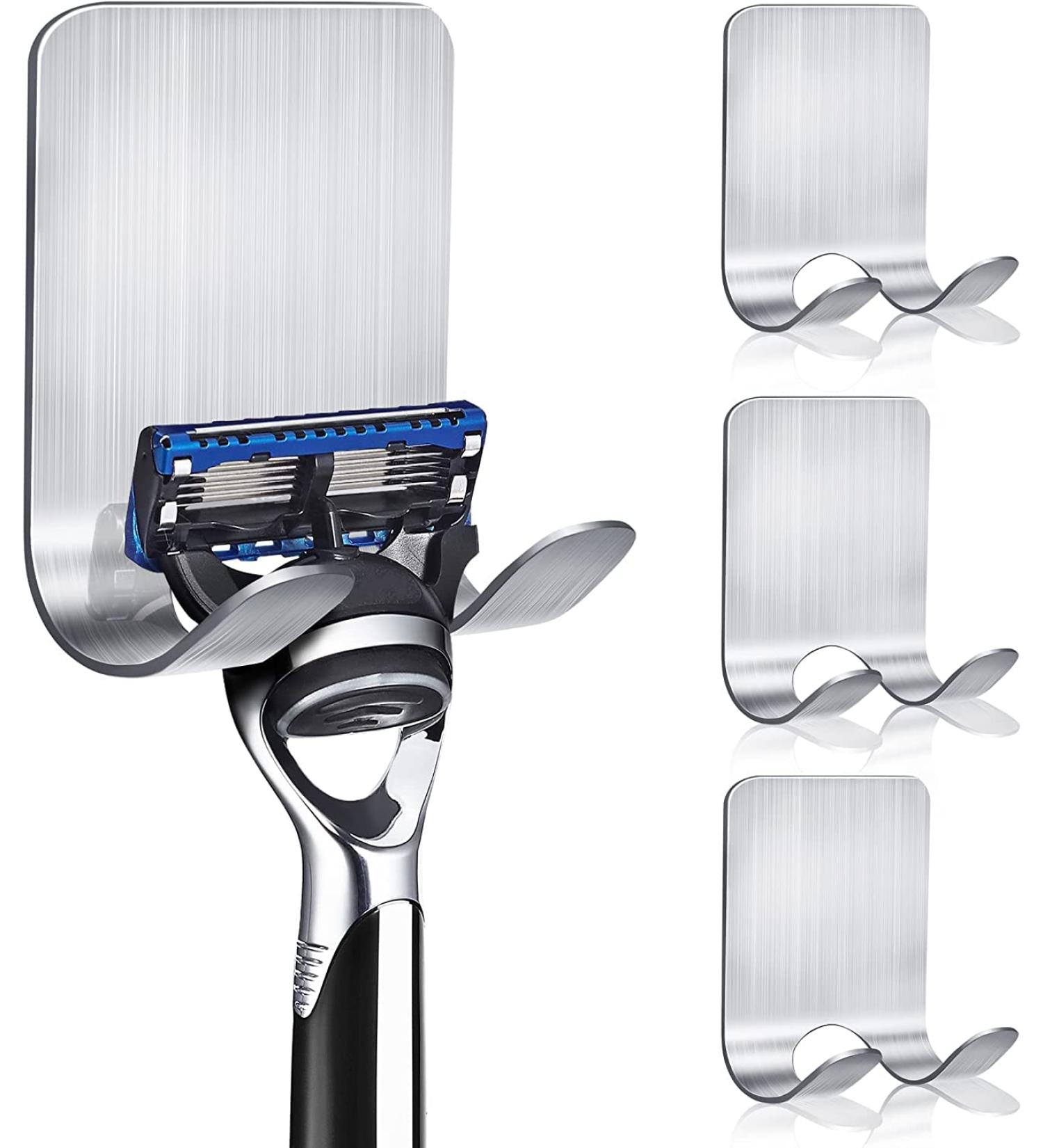 Vigime Razor Holder for Shower - 4-Pack Stainless Steel Waterproof Self-Adhesive Hooks for Bathroom & Kitchen - Buy Online on GoSupps.com