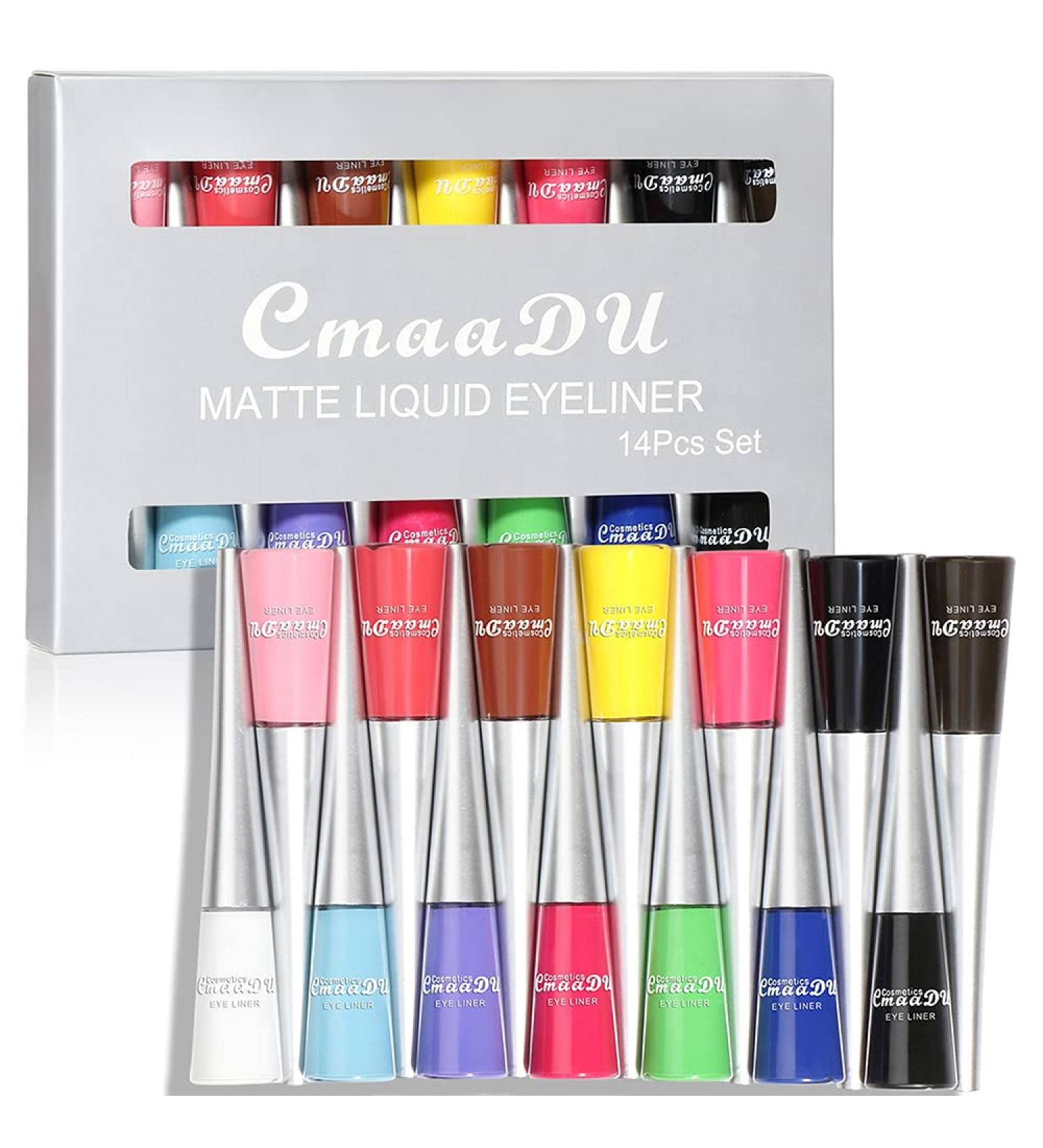 14-Color Waterproof Liquid Eyeliner Set - Long-Lasting Neon Makeup for Girls | International Shipping - Buy Online on GoSupps.com