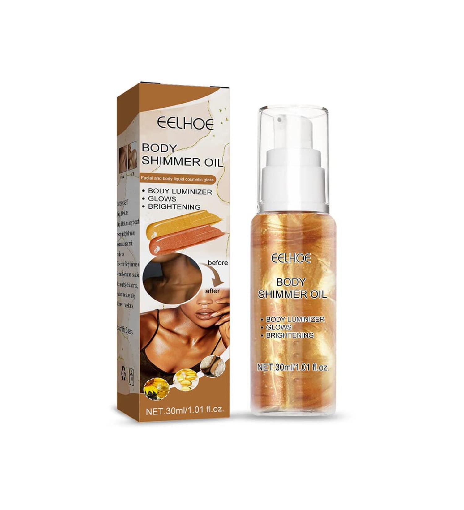  IOIUSKKU IOIUSKKU 30ML Woman Man Skin Mirrored Brightening Body Oil Moisturizing Washable Highlighter Nourishing Outdoor Pool Gold - Buy Online on GoSupps.com