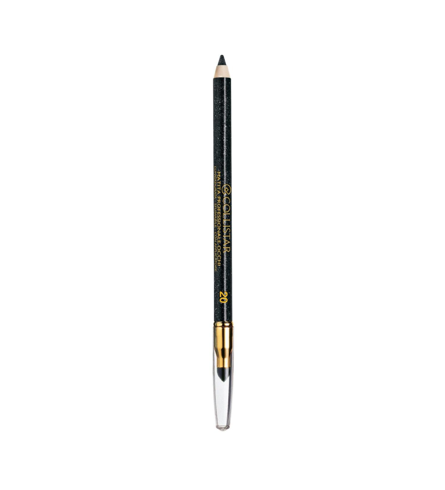 Collistar Professional glitter kajalstift N.20 glittering black soft waterproof and blendable kohlstift triple use: inner eye outer eye and eyeshadow 1.2 ml n. 20 black glitter - navigli 1.2 ml (1 Pack)