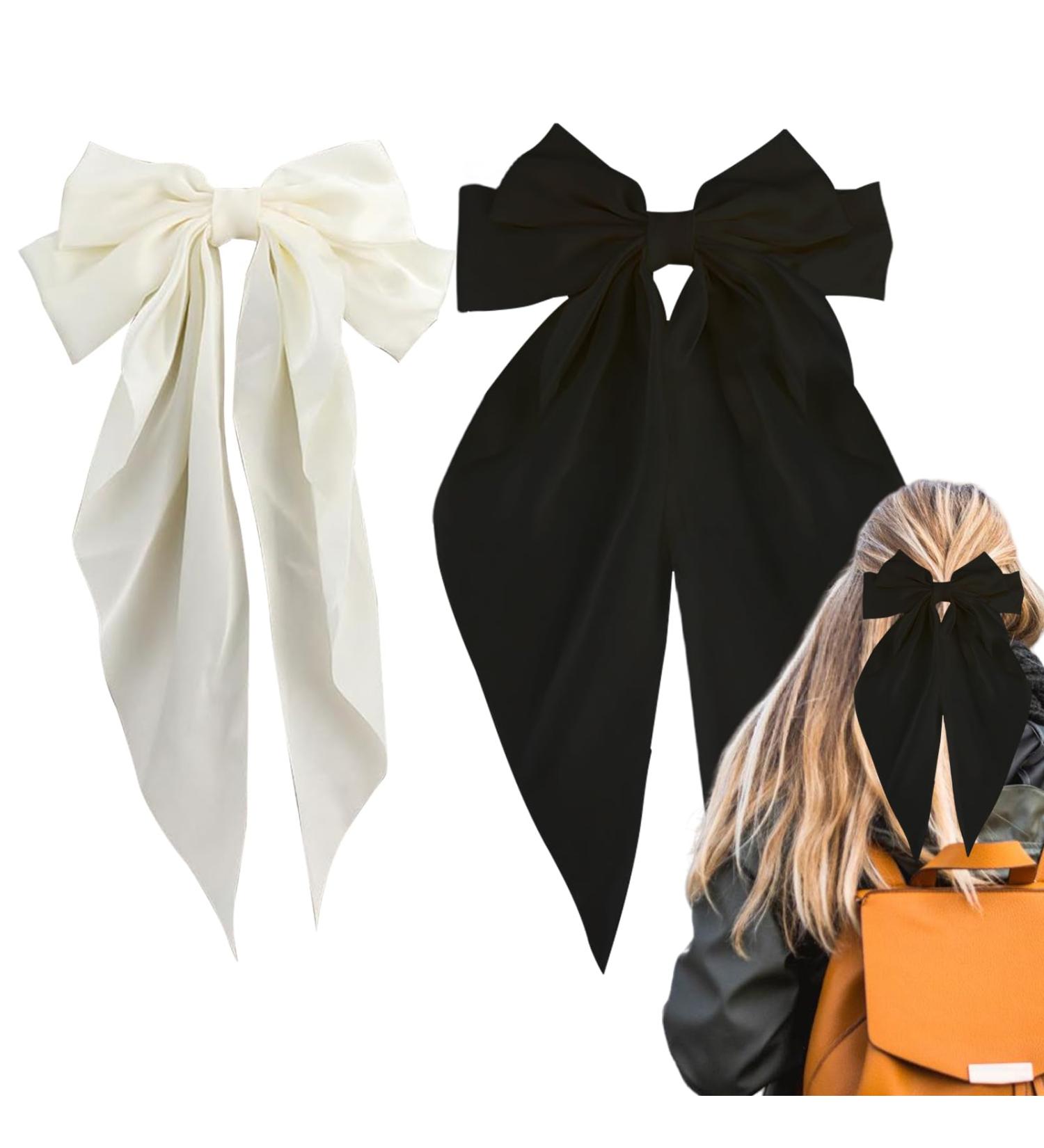 Hair Bow Clips for Women - Silk Satin Women's Hair Ribbon Bows Metal Clips Hair Bow Bowknot Aesthetic Hair Pins Hair Ribbon Ponytail Holder Accessories for Women Girls Hixip - Buy Online on GoSupps.com