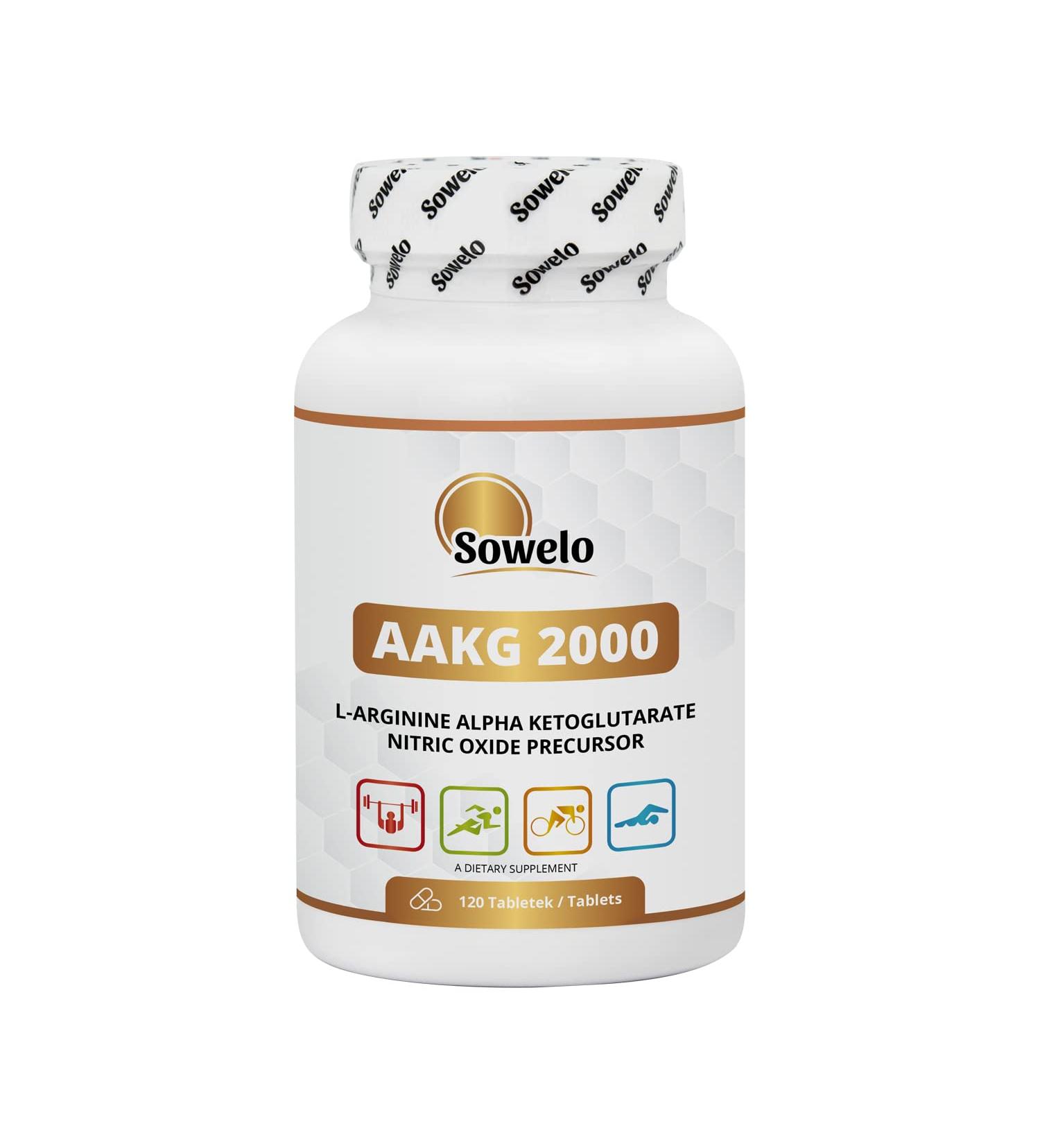 Sowelo AAKG L-Arginine 1000mg - Amino Acid Dietary Supplement for Blood Pressure Regulation & Muscle Recovery | 120 Capsules - Buy Online on GoSupps.com