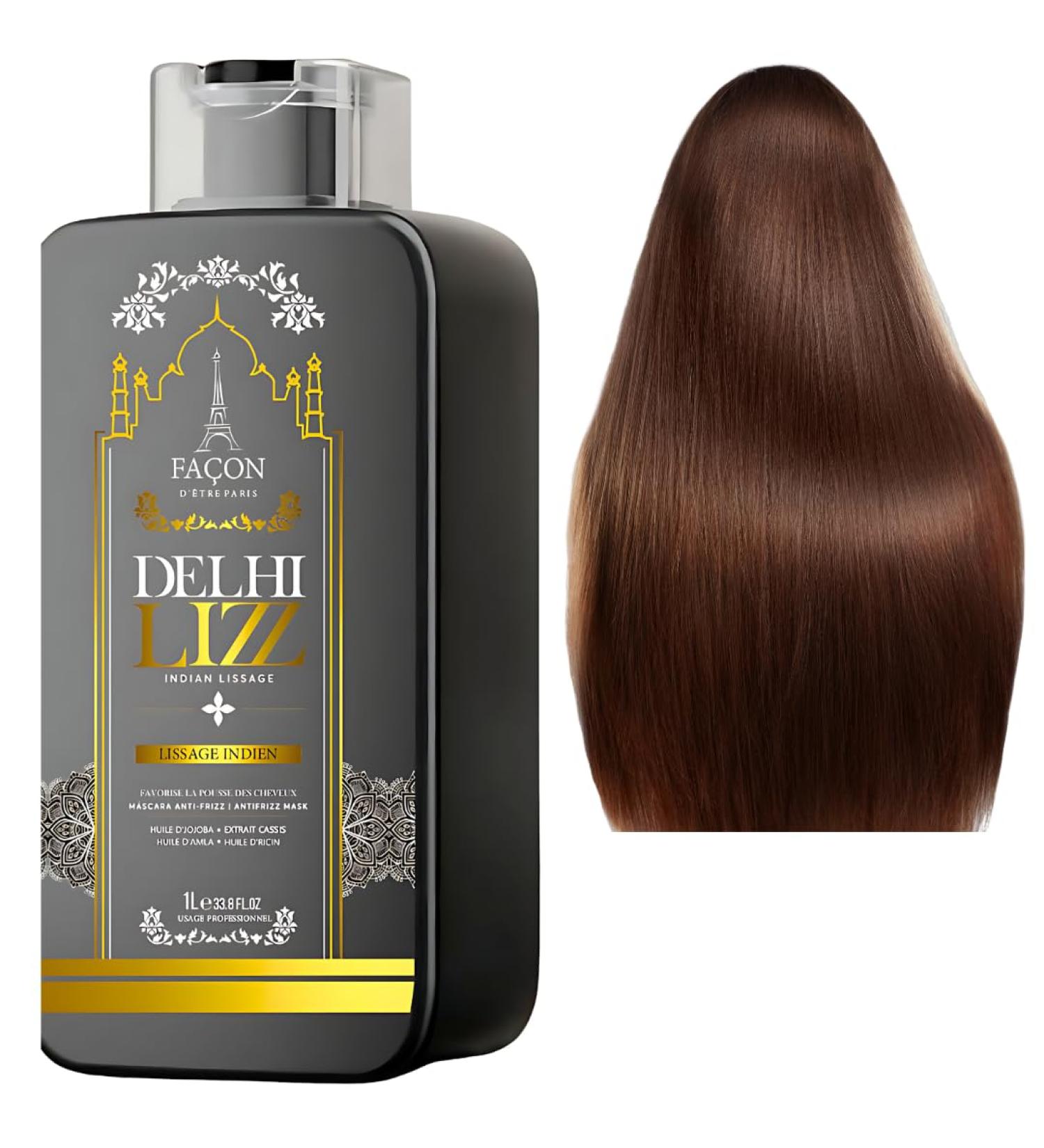 Delhi Lizz Indian Straightening 1 L Formalin Free Brazilian Hair Treatment For Smooth Silky and Shiny Hair Professional Indi - Buy Online on GoSupps.com