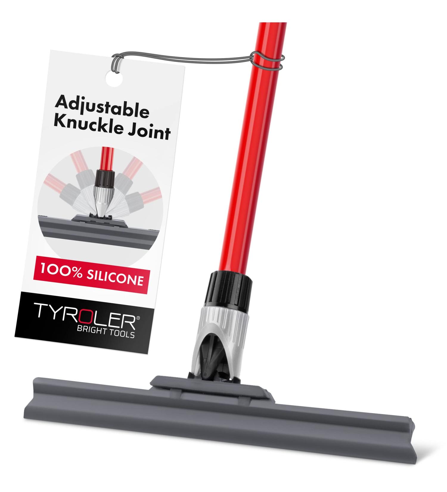 Tyroler Floor Squeegee Patented 30 Centimeter Solid Natural Silicone Blade Long 4 Parts Handle 140 Centimeter. Dries Flat and Curved Surfaces. Best for Washing and Drying Shower Glass - Buy Online on GoSupps.com