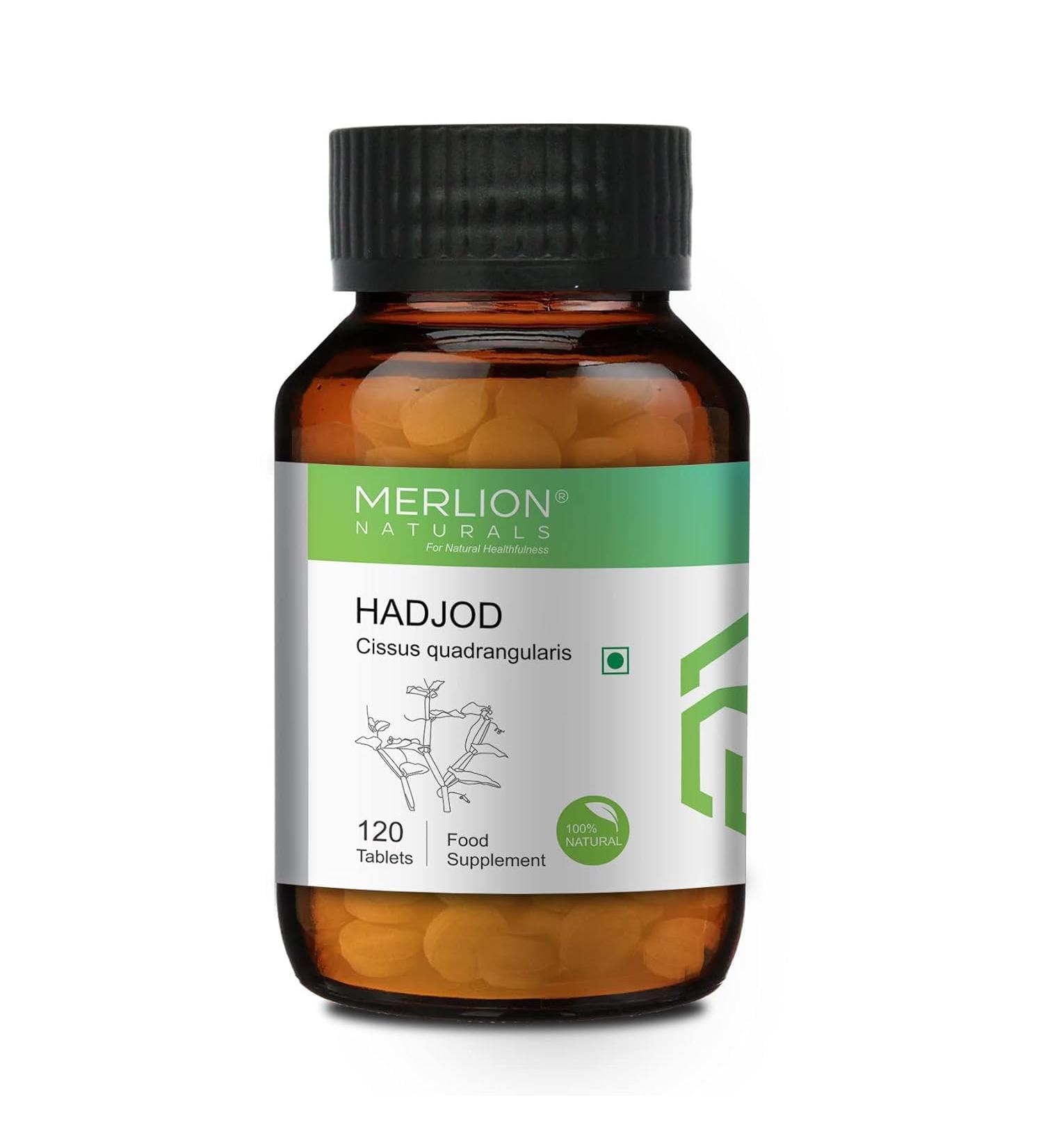 MERL.ION NATURALS Hadjod Tablets | Cissus Quadrangularis | 500Mg (120 Tablets) - Buy Online on GoSupps.com