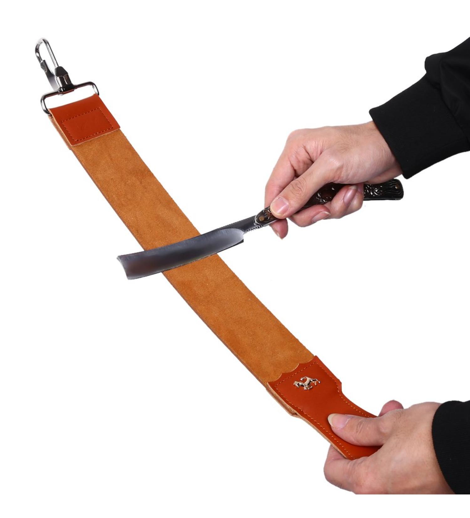 July Gift: Genuine Leather Shaving Strop Strap for Barber Razor & Folding Knife - Ultimate Sharpening Tool - Buy Online on GoSupps.com