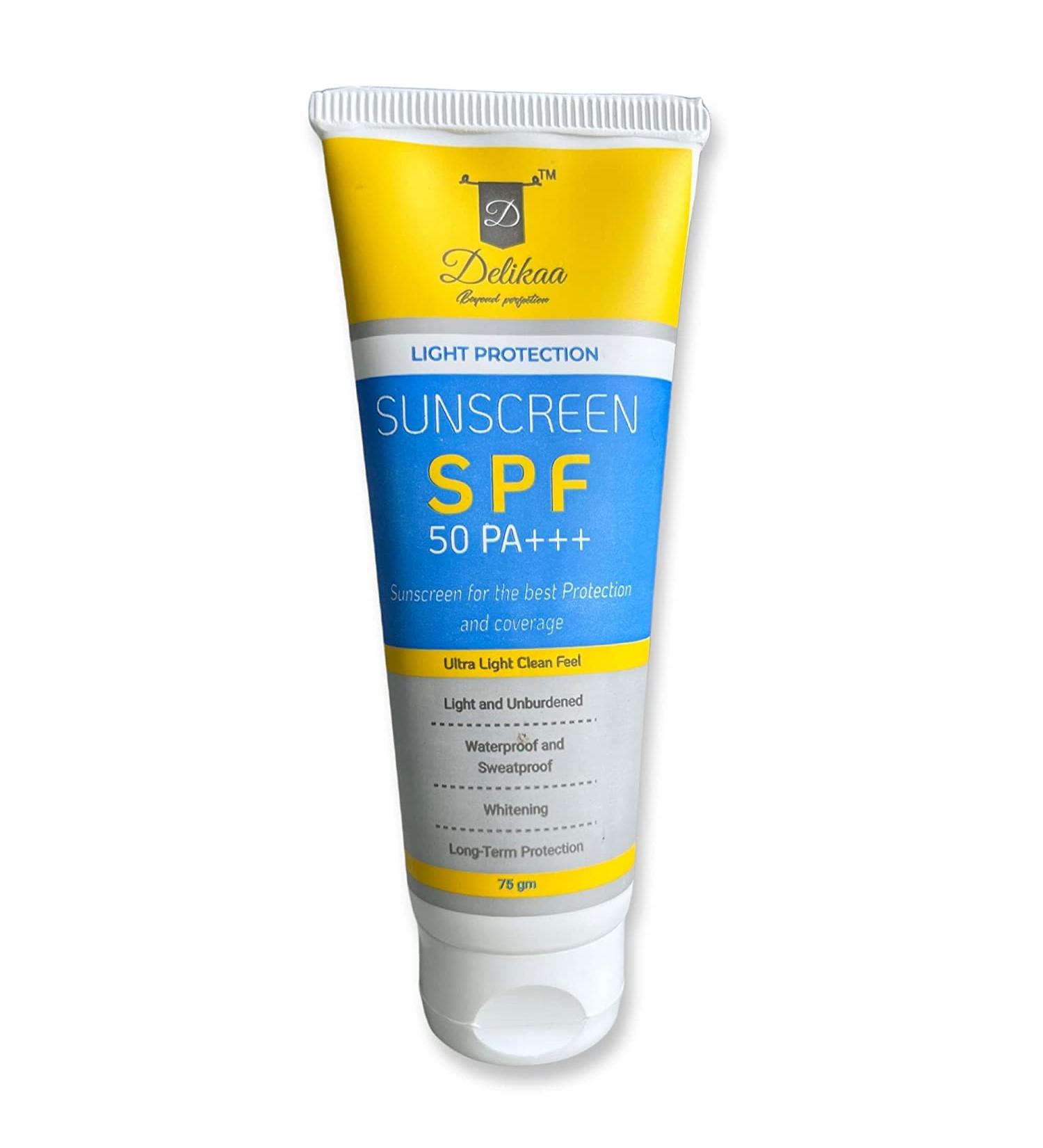 Light Protection Sunscreen Lotion SPF 50 PA+++ | Lightweight Non-Sticky & Non-Greasy | 75gm Natural Formula - Free from Harmful Chemicals - Buy Online on GoSupps.com