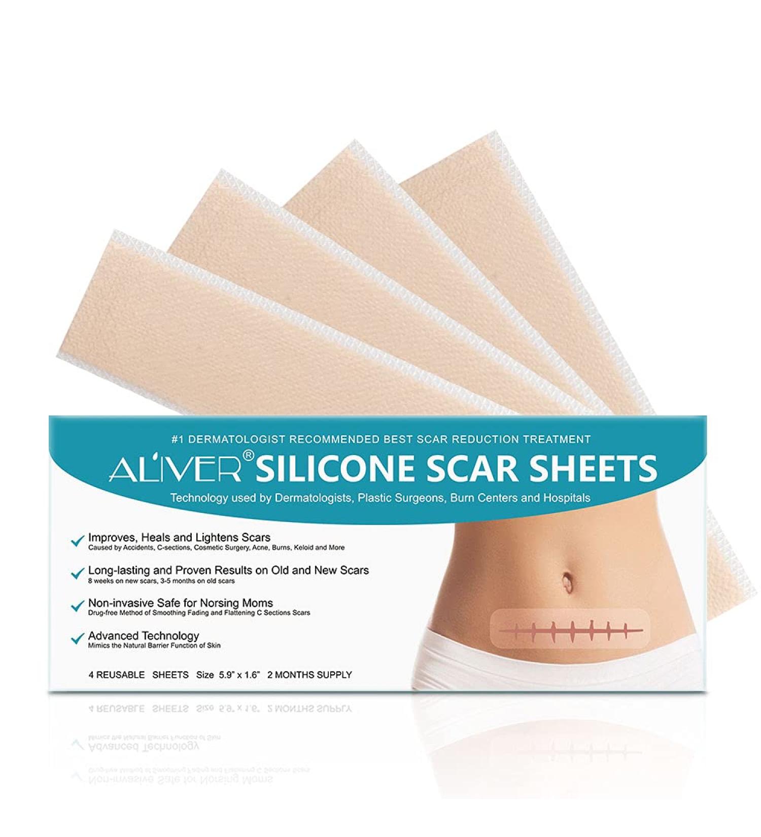 Soothing Silicone Scar Removal Sheets | Flattens & Softens Scars from C-sections, Burns, Stretch Marks & Acne | Effective on New & Old Scars - Buy Online on GoSupps.com