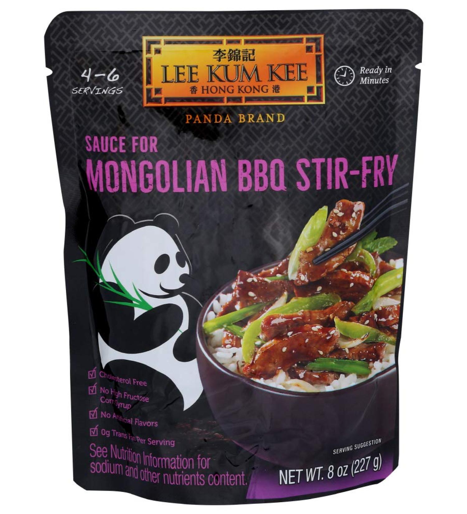 Lee Kum Kee Panda Brand Mongolian BBQ Stir-Fry Sauce - 8 Ounces (Pack of 6) | No Trans Fat, No Artificial Flavors, Cholesterol Free - Buy Online on GoSupps.com
