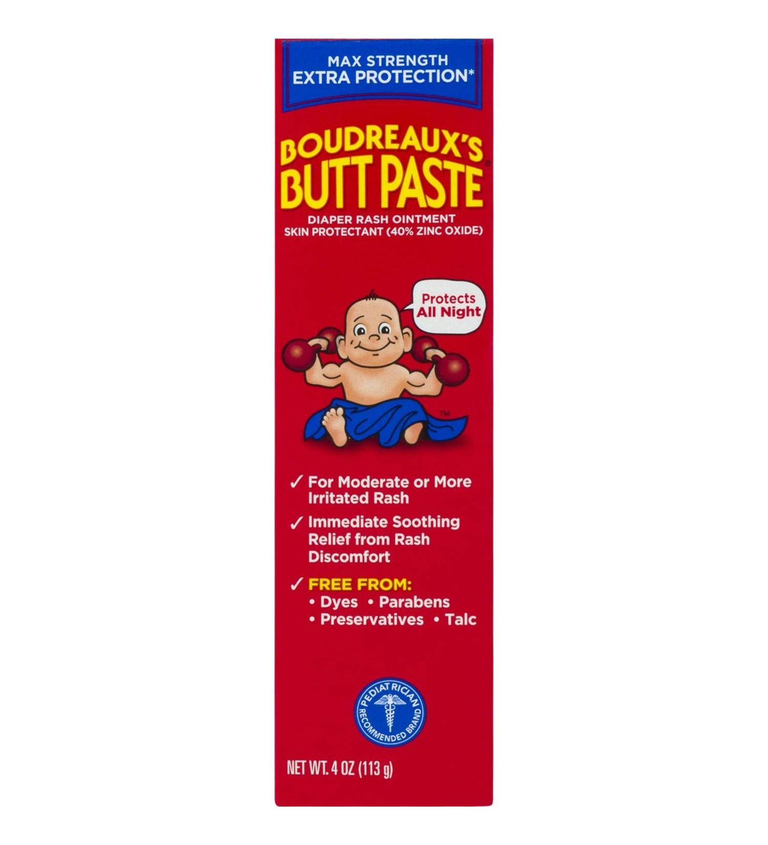 Boudreaux's Butt Paste Maximum Strength Diaper Rash Cream 4 oz Tube - Baby Ointment - Buy Online on GoSupps.com
