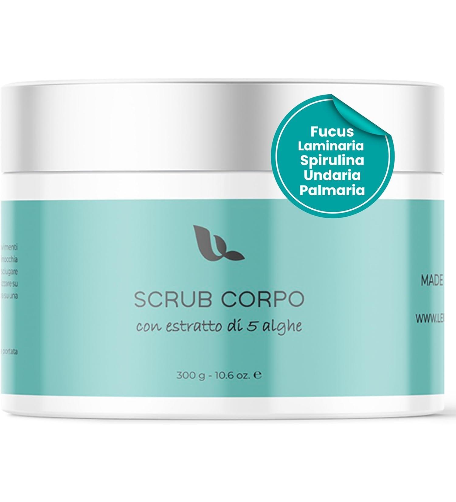 Leucosia Phytocosmetics Leucosia Exfoliating and Nourishing Body Scrub with Five Seaweeds 300g Body Scrub for Ingrown Skin with Sea Salt and Plant Oils Made in Italy