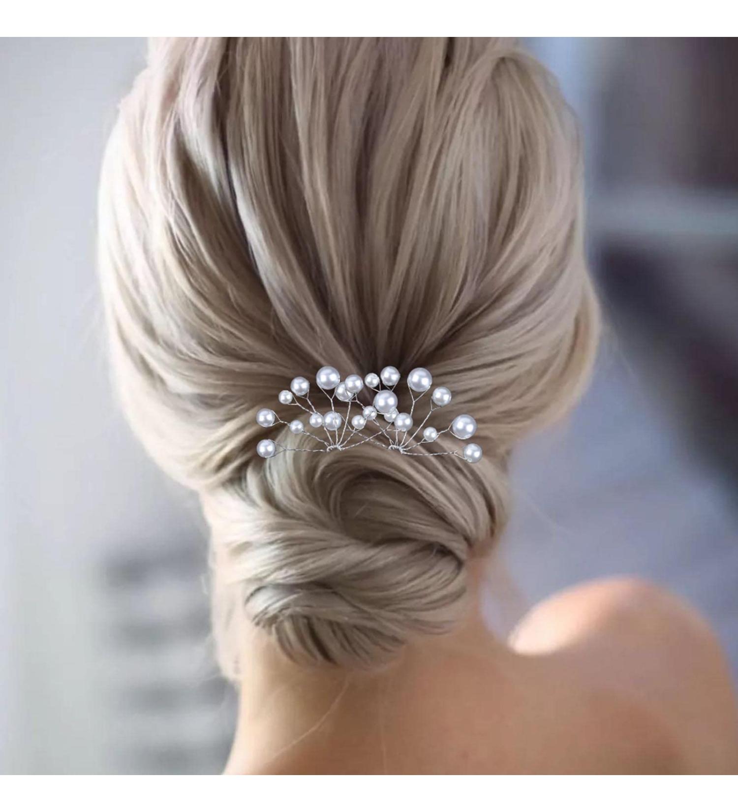 Cimenexe Bohemian Pearl Wedding Hair Pins Barrette Pearl Bead Hairpins Bride Bridesmaid Hairpin Clip Silver U Shape Headwear Bridal Decorative Hair Accessories Jewelry for Women and Girls Birthday - Buy Online on GoSupps.com