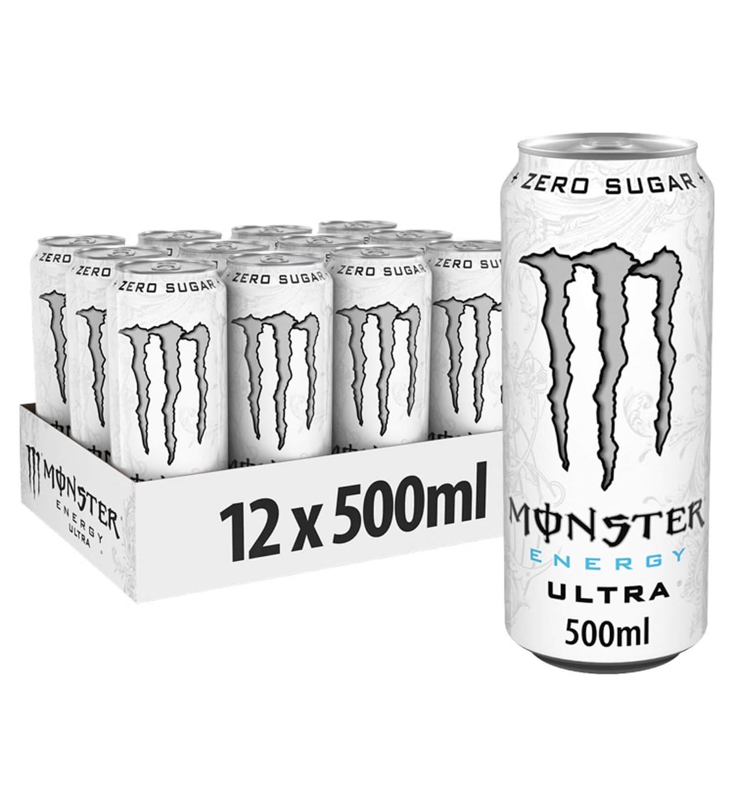  Monster Energy Drink Monster Energy Drink 500ml Bottle - Ultra White (Pack of 12) - Buy Online on GoSupps.com