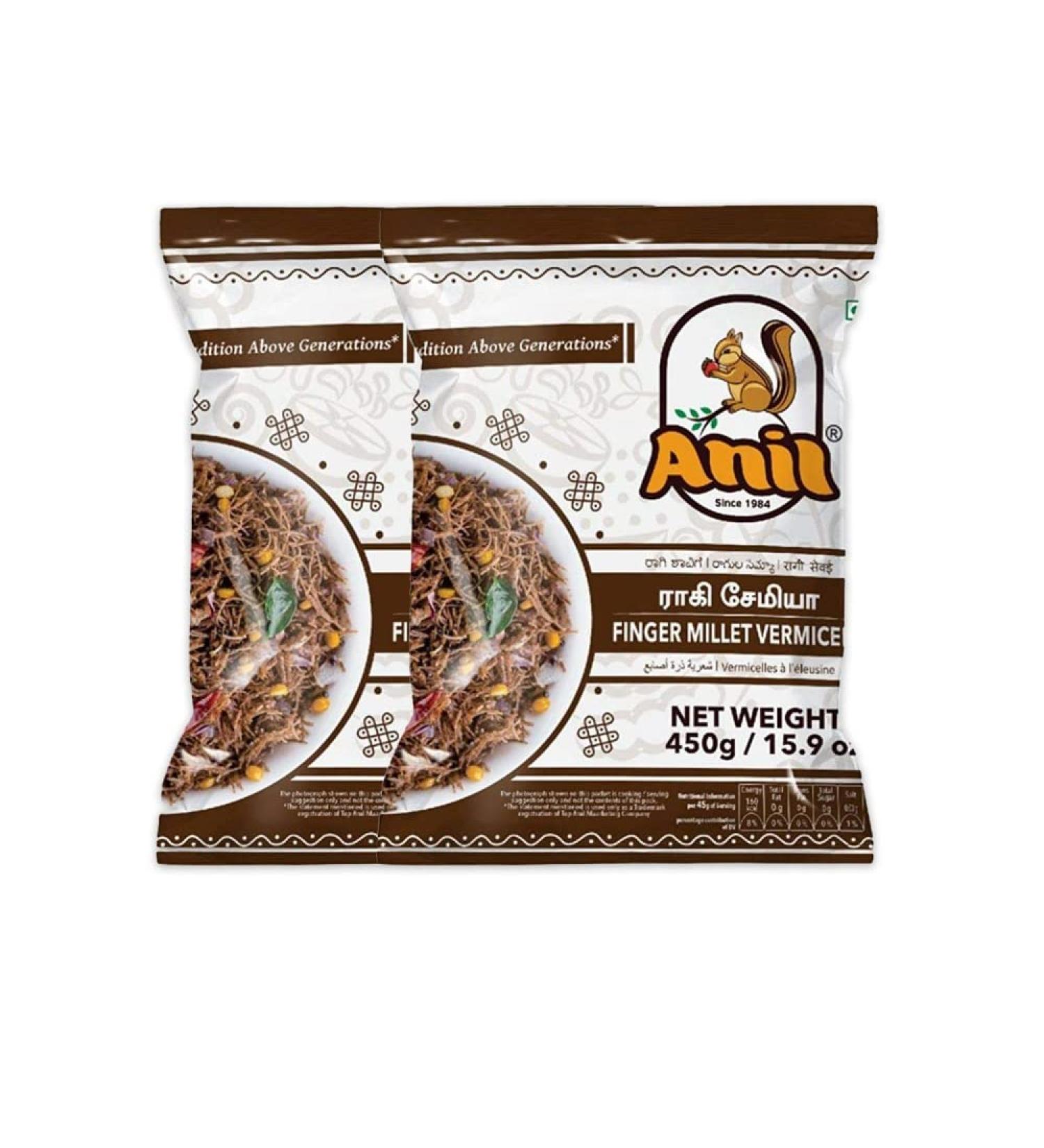Anil Ragi Vermicelli | 450G | Finger Millet Vermicelli | High Fibre | High Protein | Ragi | Ragi Semiya (Pack of 2) - Buy Online on GoSupps.com