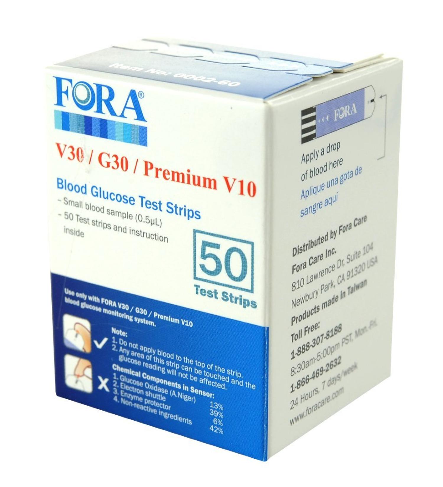 Fora DME Test Strips - 50 Strips | V30/G30/PremV10 Model - Buy Online on GoSupps.com