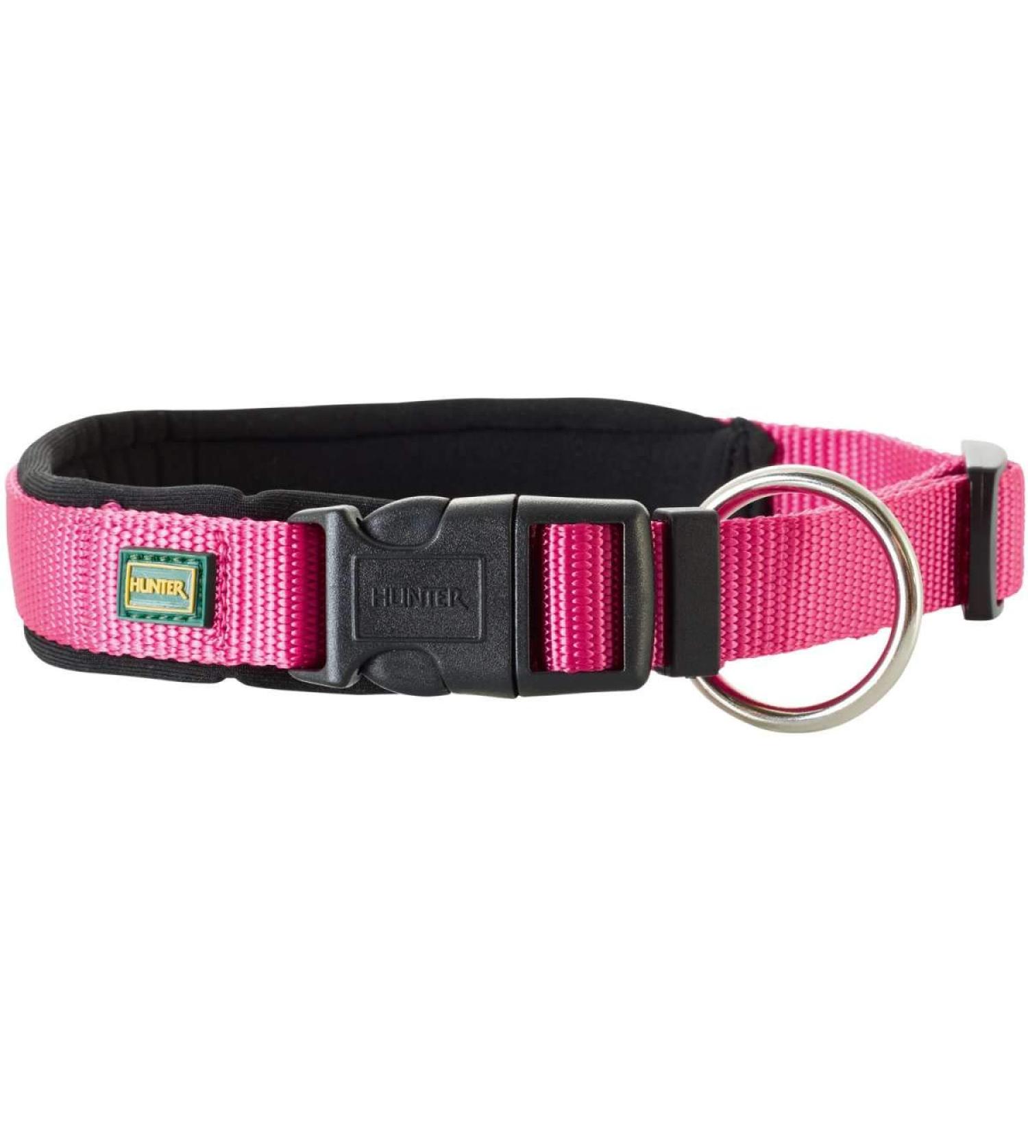 Hunter Neoprene Vario Plus Neck Dog Collar - Padded Nylon Raspberry/Black Size S - Premium International Shipping - Buy Online on GoSupps.com