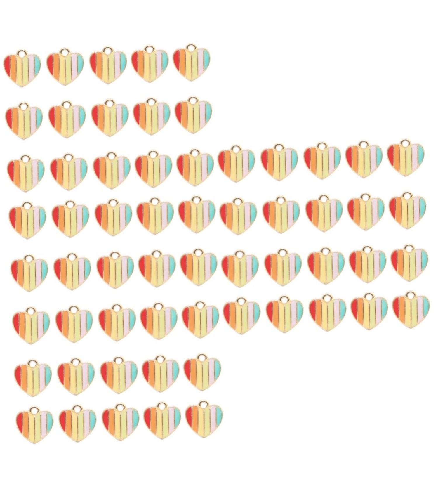 DIYEAH 60 Pcs Peach Heart Drop Oil Pendant Enamel Heart Charms Diy Pendant Alloy Accessories Gold Powder - Buy Online on GoSupps.com