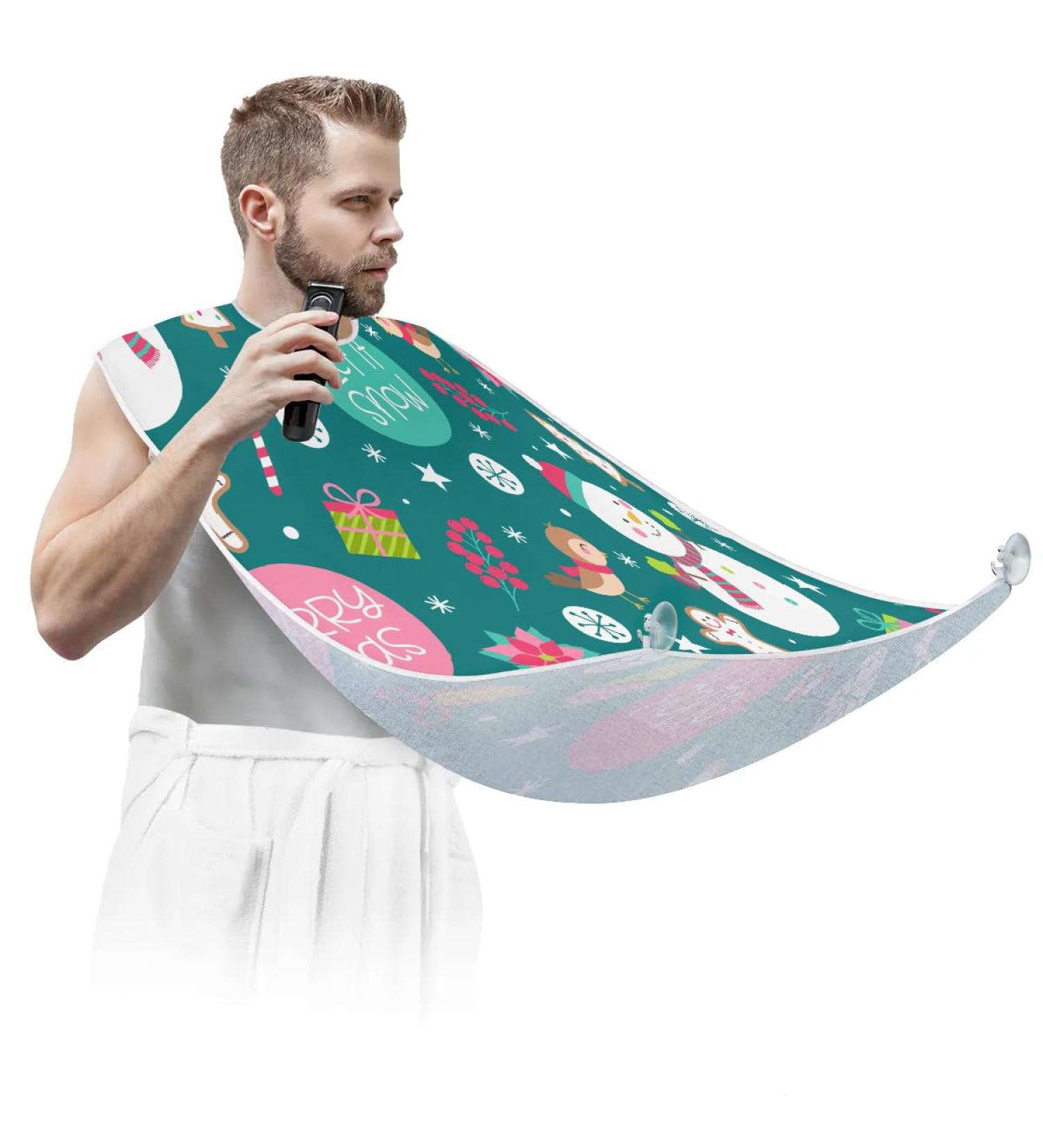 Beard Bib Apron for Men - Waterproof Hair Catcher & Grooming Cape | Christmas Snowman Design - Buy Online on GoSupps.com