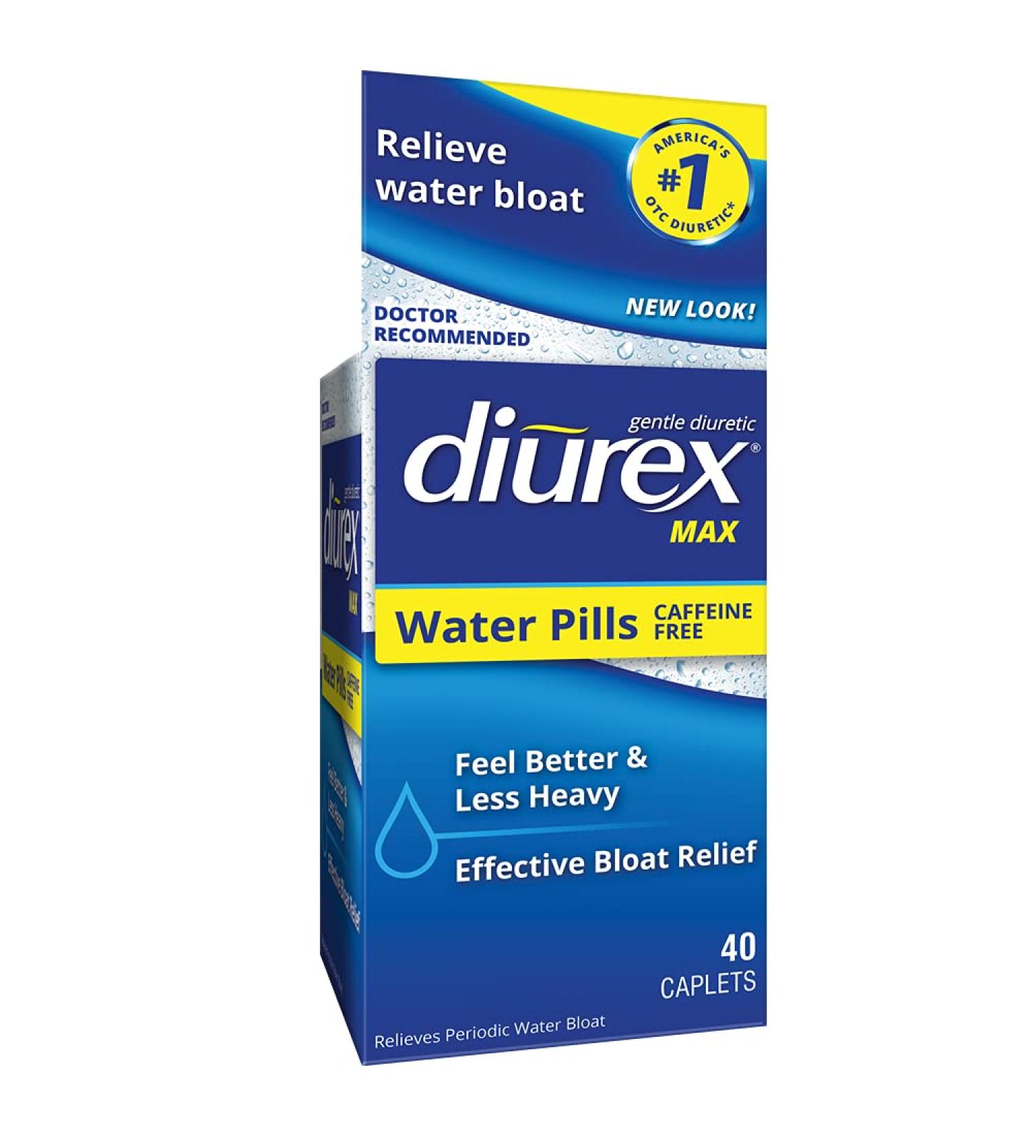 Diurex Max Water Pills - Maximum Strength Caffeine-Free Diuretic for Water Bloat - Buy Online on GoSupps.com