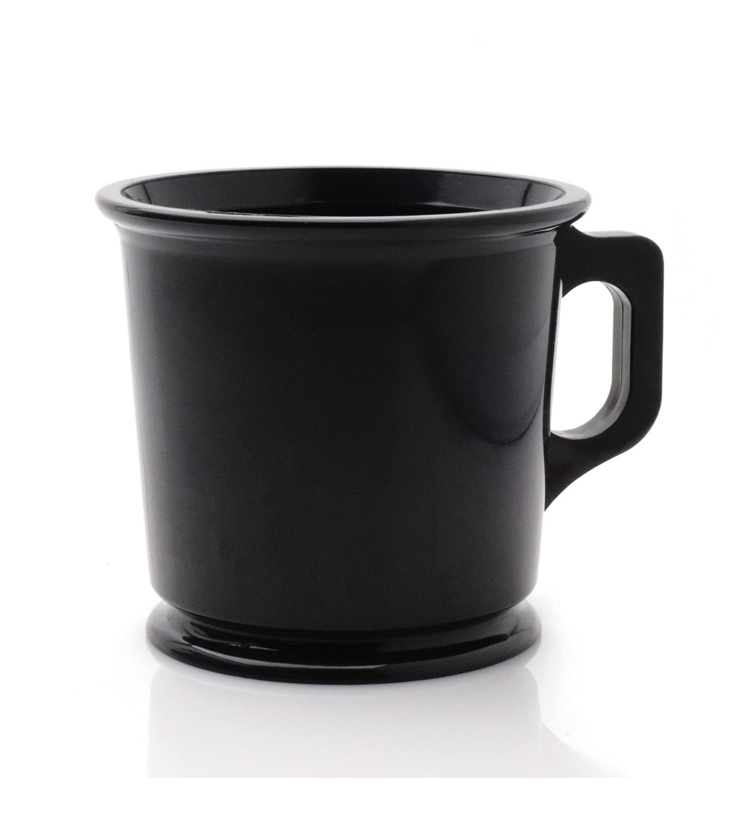 Haryali London Black Shaving Mug - Vintage Style with Knob Handle Design - Heavy Bottom, Impact-Resistant Plastic - For All Genders - Shaving Soap Accessory - Buy Online on GoSupps.com