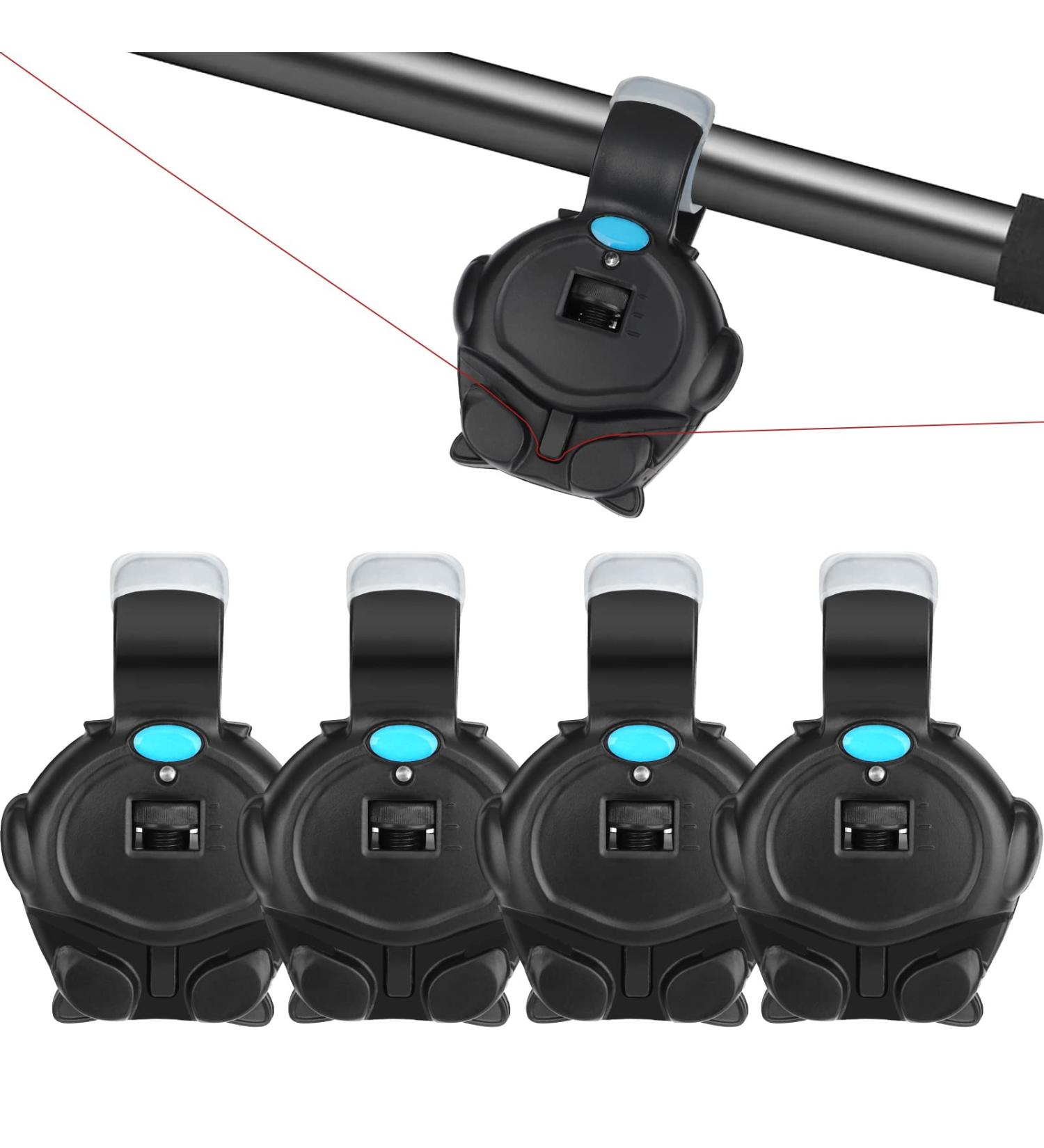 4PCS LED Fishing Bite Alarm Indicator | Sensitive Electronic Sound Alert | Adjustable Volume | Clip On Fishing Rod | Day/Night Fishing - Buy Online on GoSupps.com