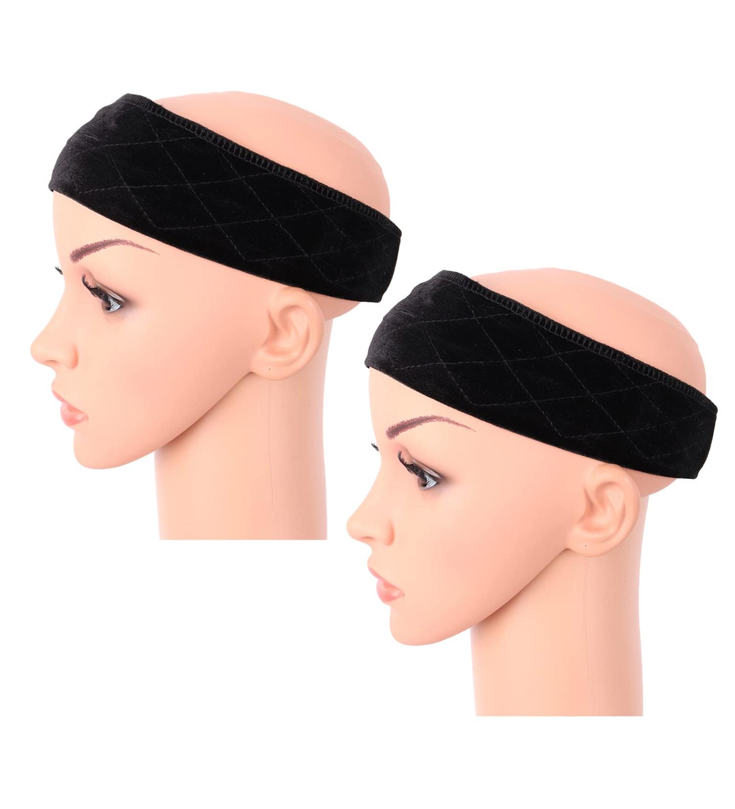 MapofBeauty 2 Pack Adjustable Velvet Wig Grip Headbands - No Slip & Flexible (Black) - Buy Online on GoSupps.com