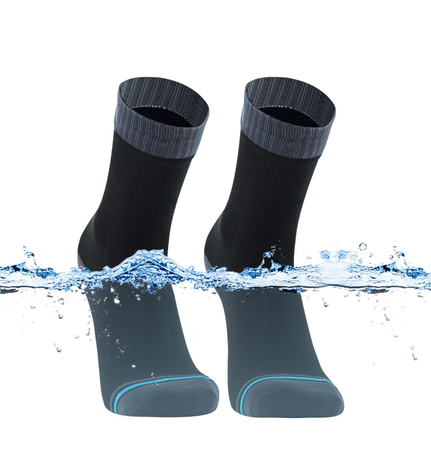 DexShell Essential Waterproof Ultralite Socks for Men and Women - Medium Jet Black/Grey - Buy Online on GoSupps.com