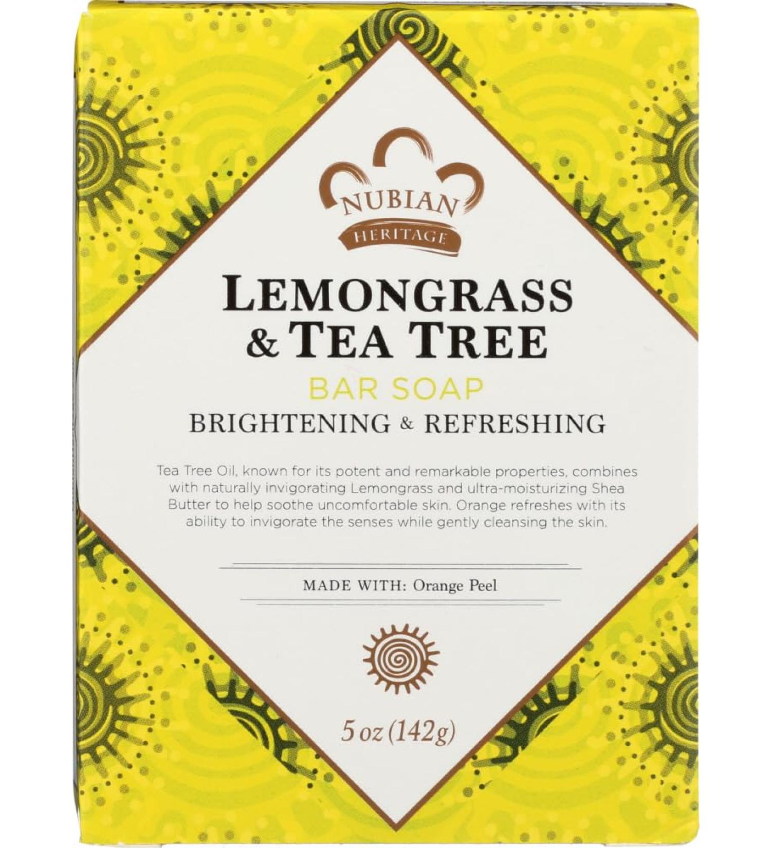 Nubian Heritage Lemongrass & Tea Tree Soap | Orange Peel | 5oz | Natural Skin Care | Shop Internationally - Buy Online on GoSupps.com