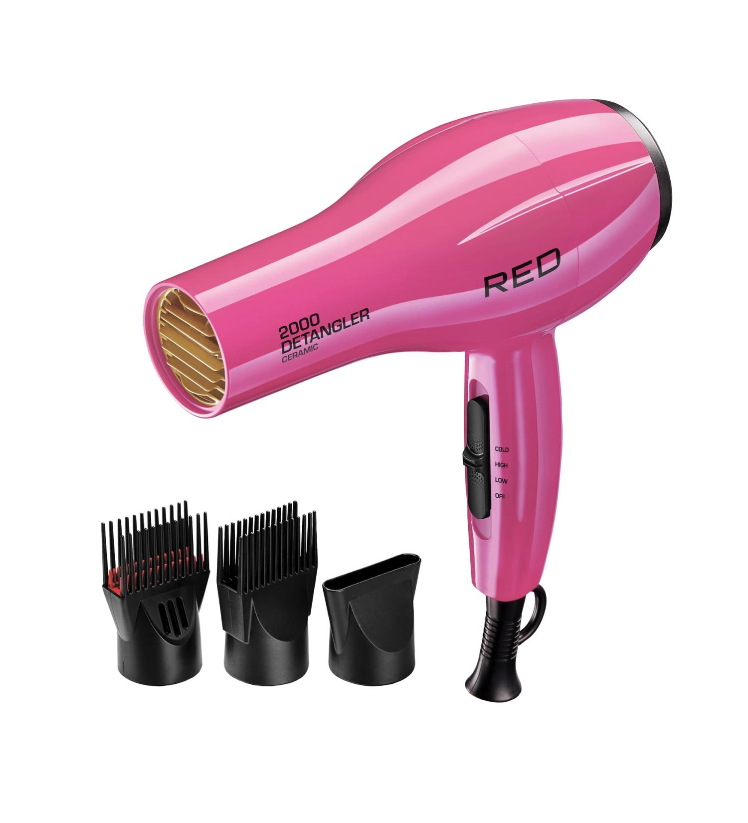 RED by KISS 2000 Detangler Ceramic Dryer with 3 Bonus Piks - Pink Color - Buy Online on GoSupps.com