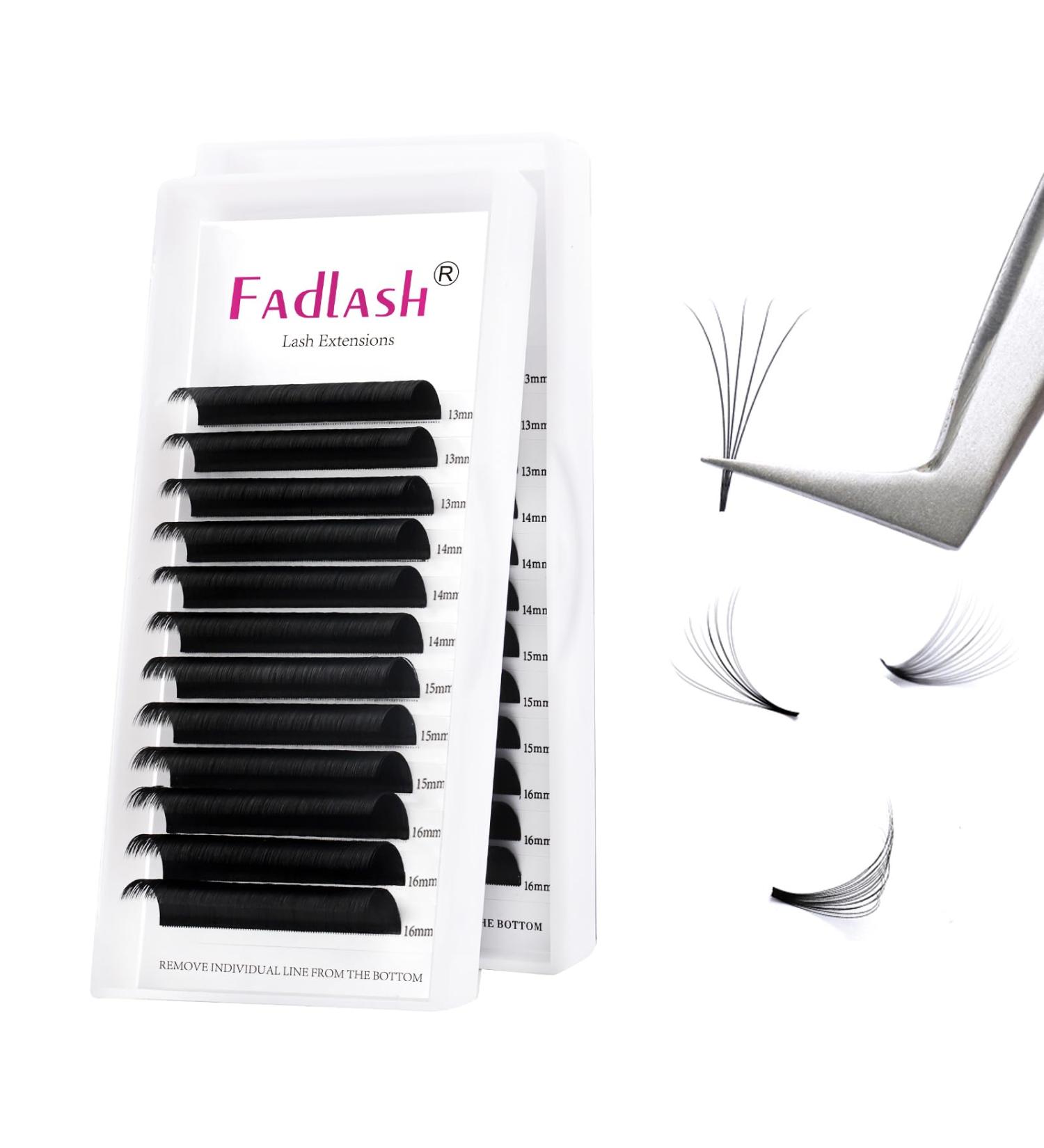 Fadlash Easy Fan Lashes C Curl 0.03 13-16mm Mixed Length Russian Eyelashes - Natural Self Fanning Blooming Extensions - Buy Online on GoSupps.com