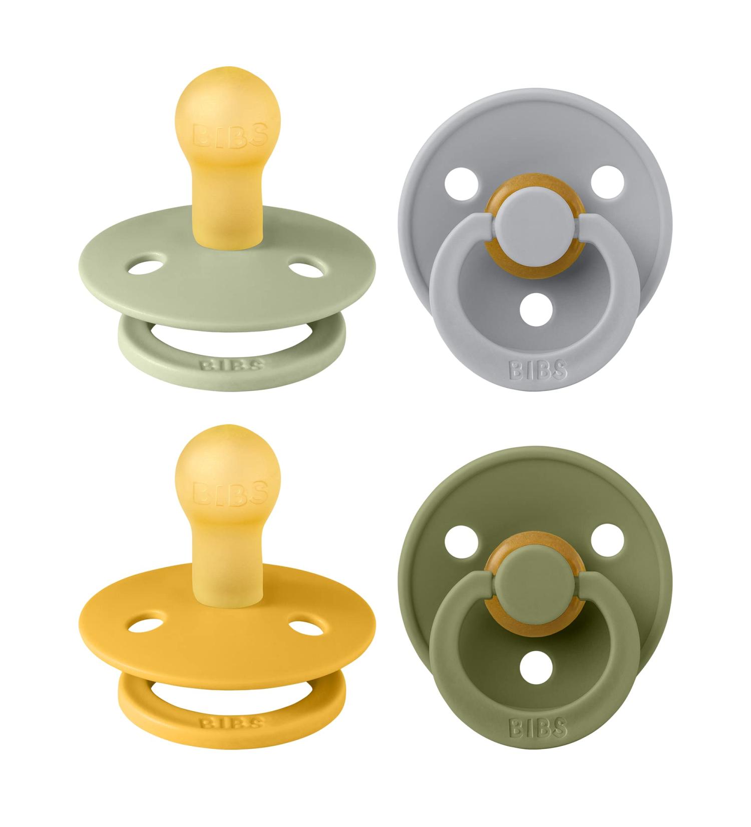 BIBS Color Schnuller 4-Pack | BPA-Free Cherry Nipple | Natural Rubber | 0-6 Months | Made in Denmark | Green Garden Lush - Buy Online on GoSupps.com