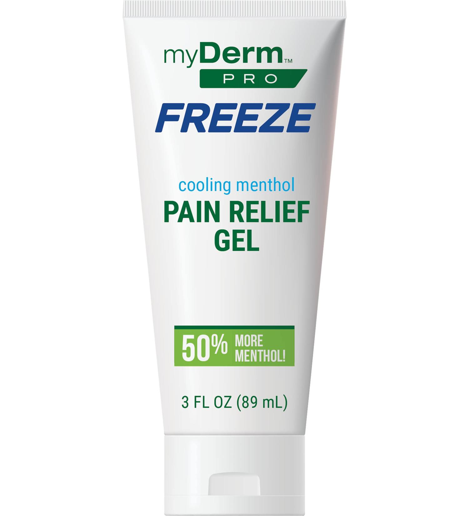 Myderm PRO Freeze Gel 3 oz - Extra Strength 6% Menthol - Muscle and Joint Relief - Cooling Topical Rub for Back Discomfort - Made in USA - 3 Fl Oz - Buy Online on GoSupps.com