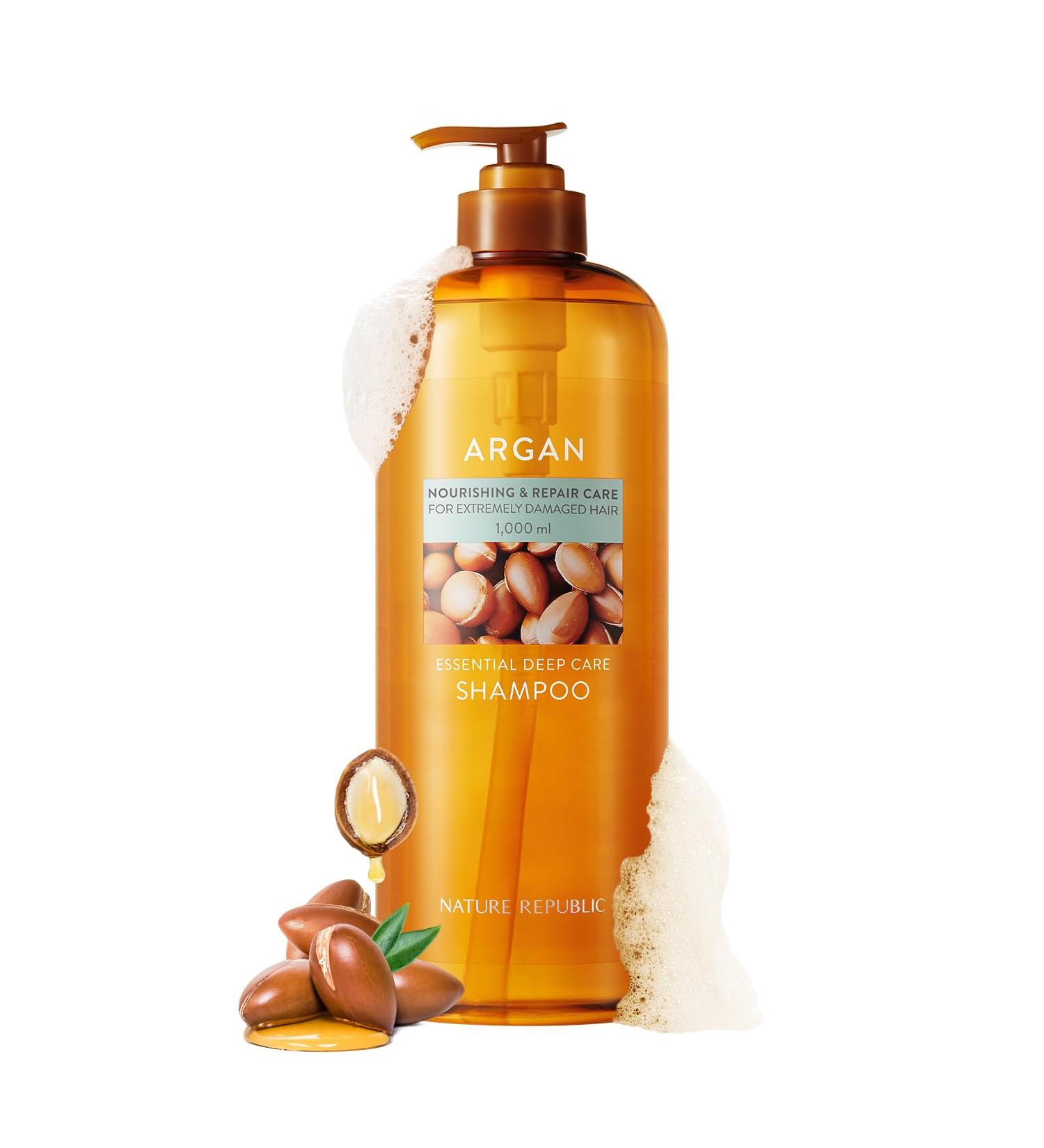 Nature Republic Argan Essential Deep Care Shampoo 1000ml | Nourishing Hydrating Repair for Extremely Damaged Hair | Silky Soft for All Hair Types - Buy Online on GoSupps.com